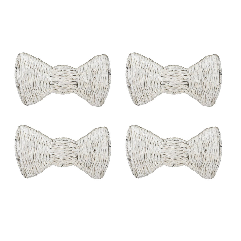 Buy Luxe Cushions & Linens - Bow Napkin Ring Raffia White (Set Of 4) - By Luxe & Beau Designs 