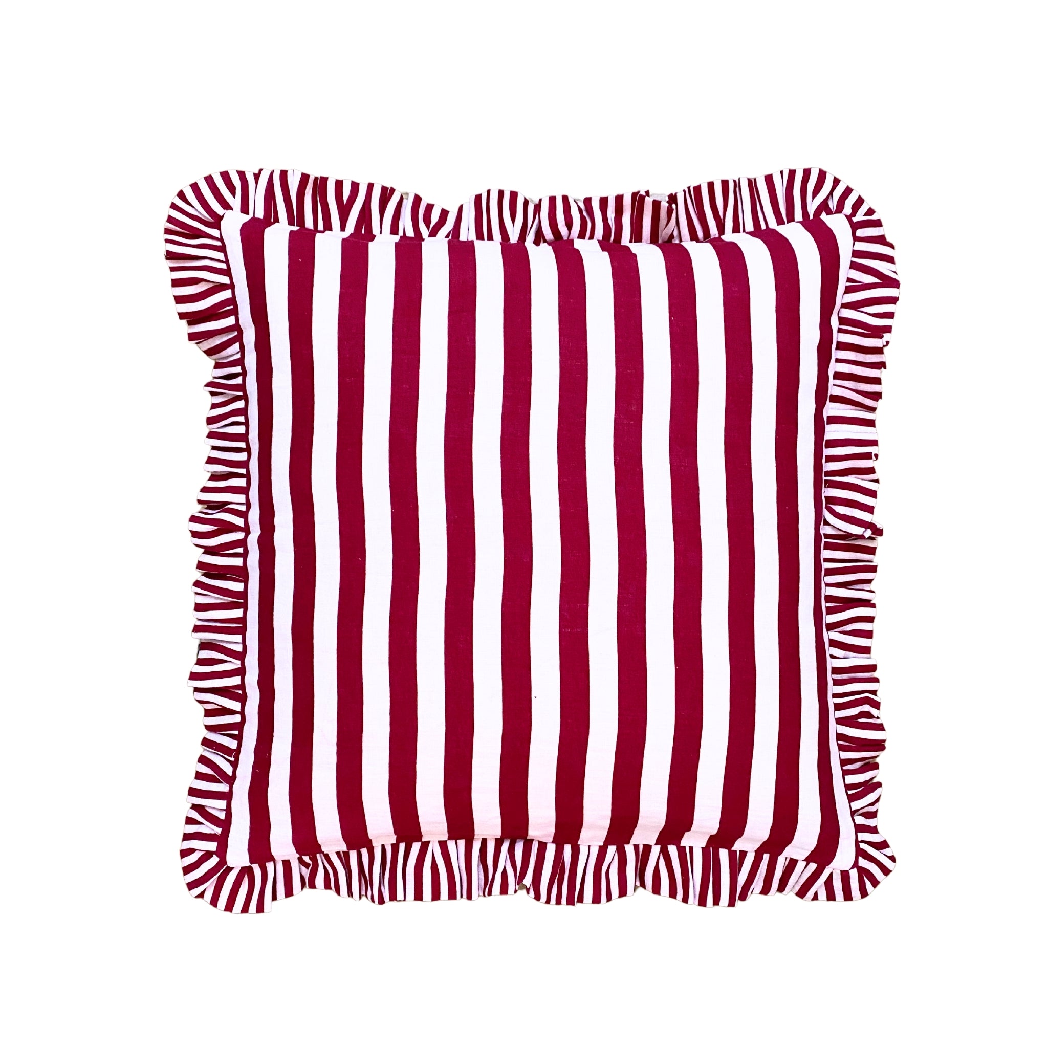 Buy Luxe Cushions & Linens - FINAL SALE - Red Ruffle Stripe Cushion Cover 50x50 - By Luxe & Beau Designs 