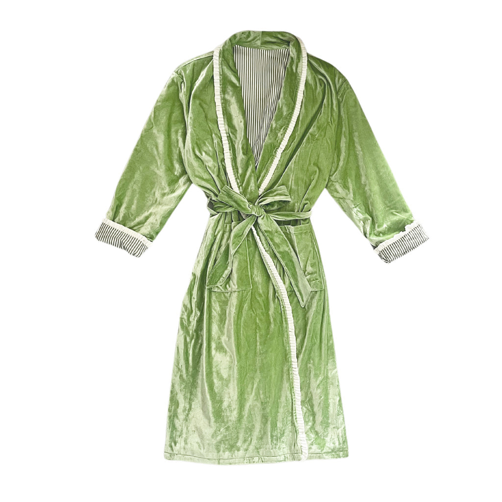 Buy Luxe Cushions & Linens - Apple Green Silk Velvet Robe - By Luxe & Beau Designs 