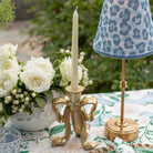 Blue Leopard Lamp Shade & Gold Base - USB Table Lamp - LUXE AND BEAU