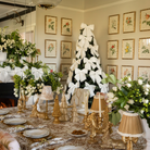 Gold Toile Christmas table styled with Gold Toile table cloth