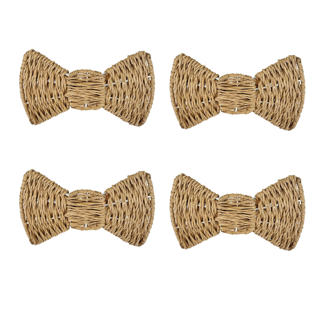Buy Luxe Cushions & Linens - Bow Napkin Ring Raffia Natural (Set Of 4) - By Luxe & Beau Designs 
