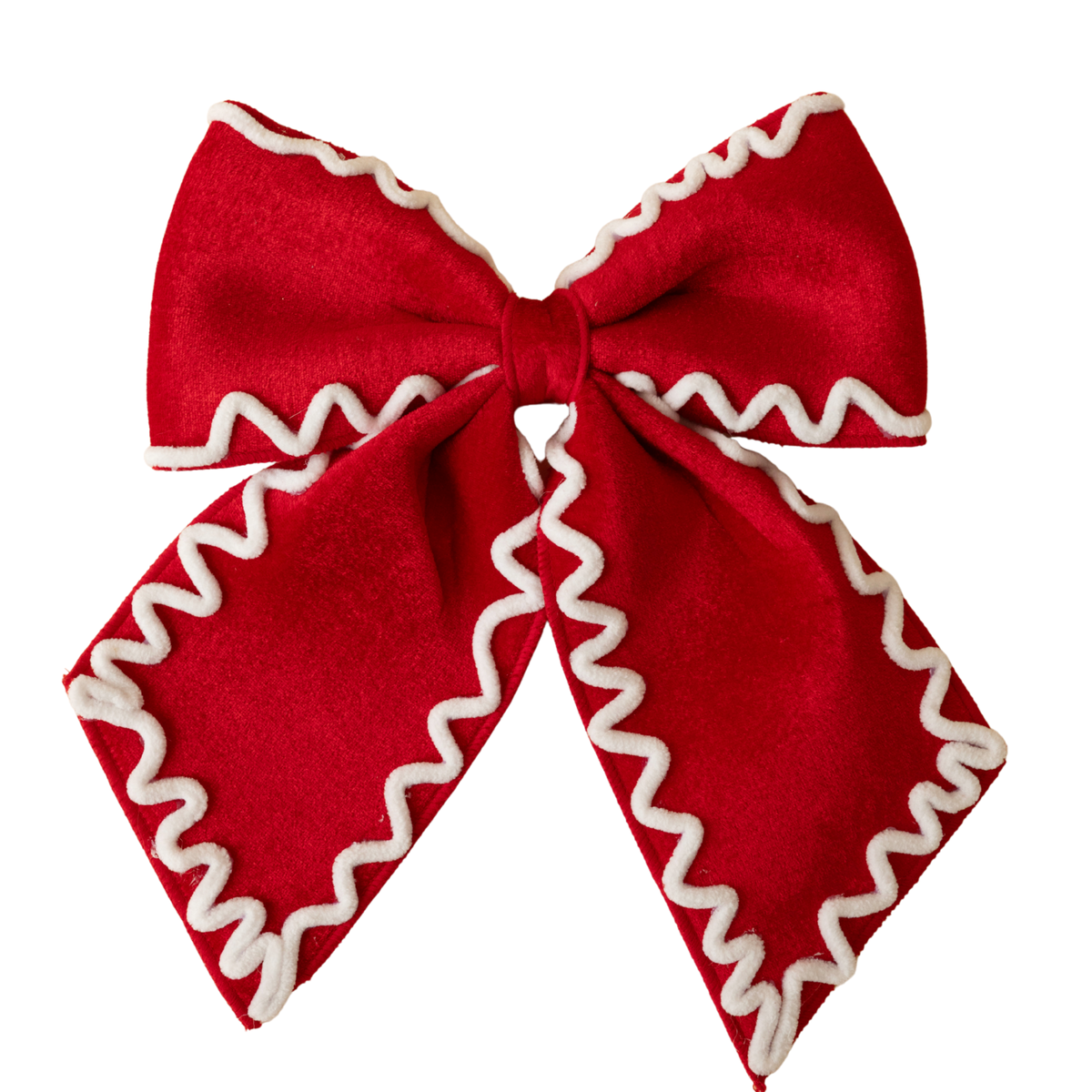 Red bow with ivory ric rac trim