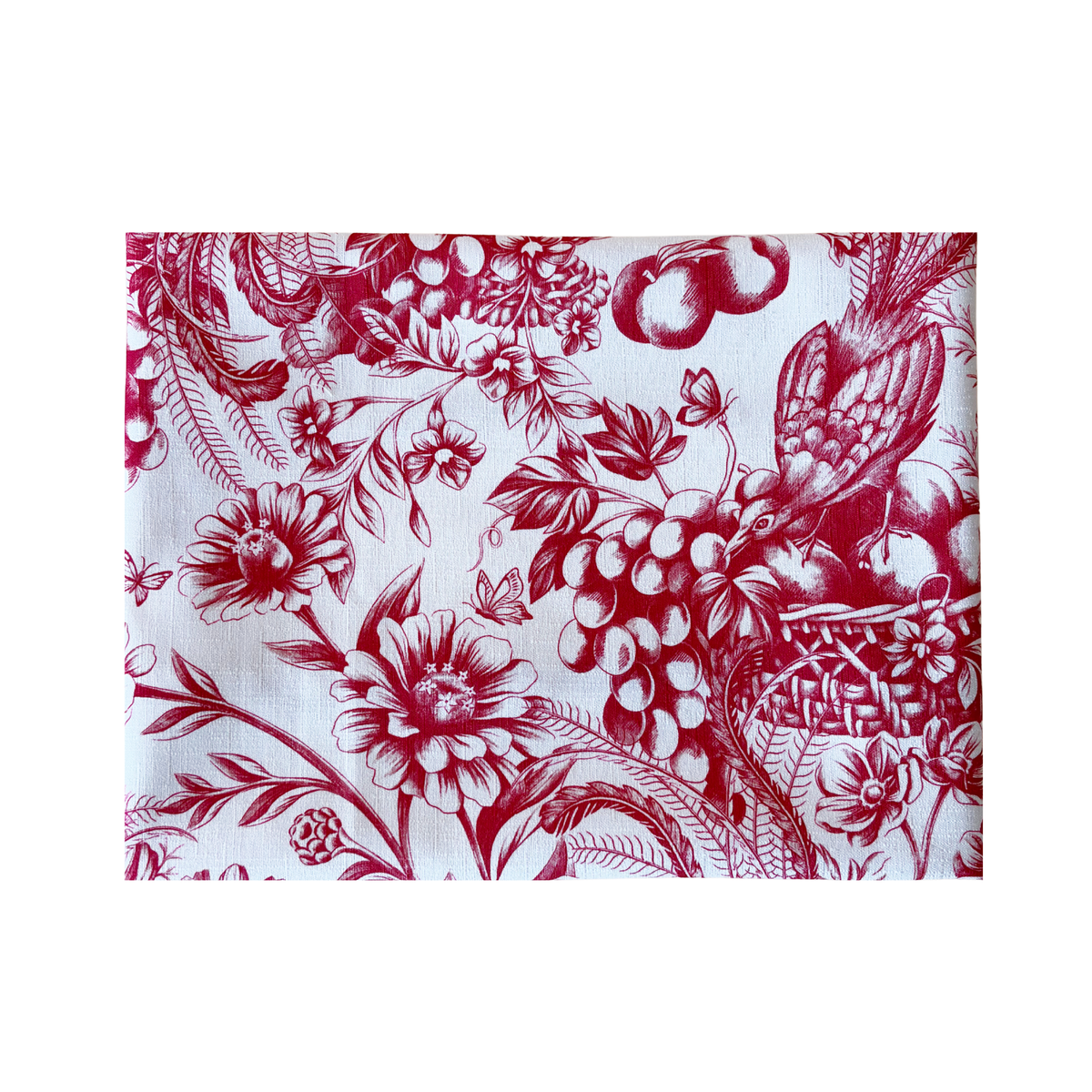 Red Toile table cloth fabric