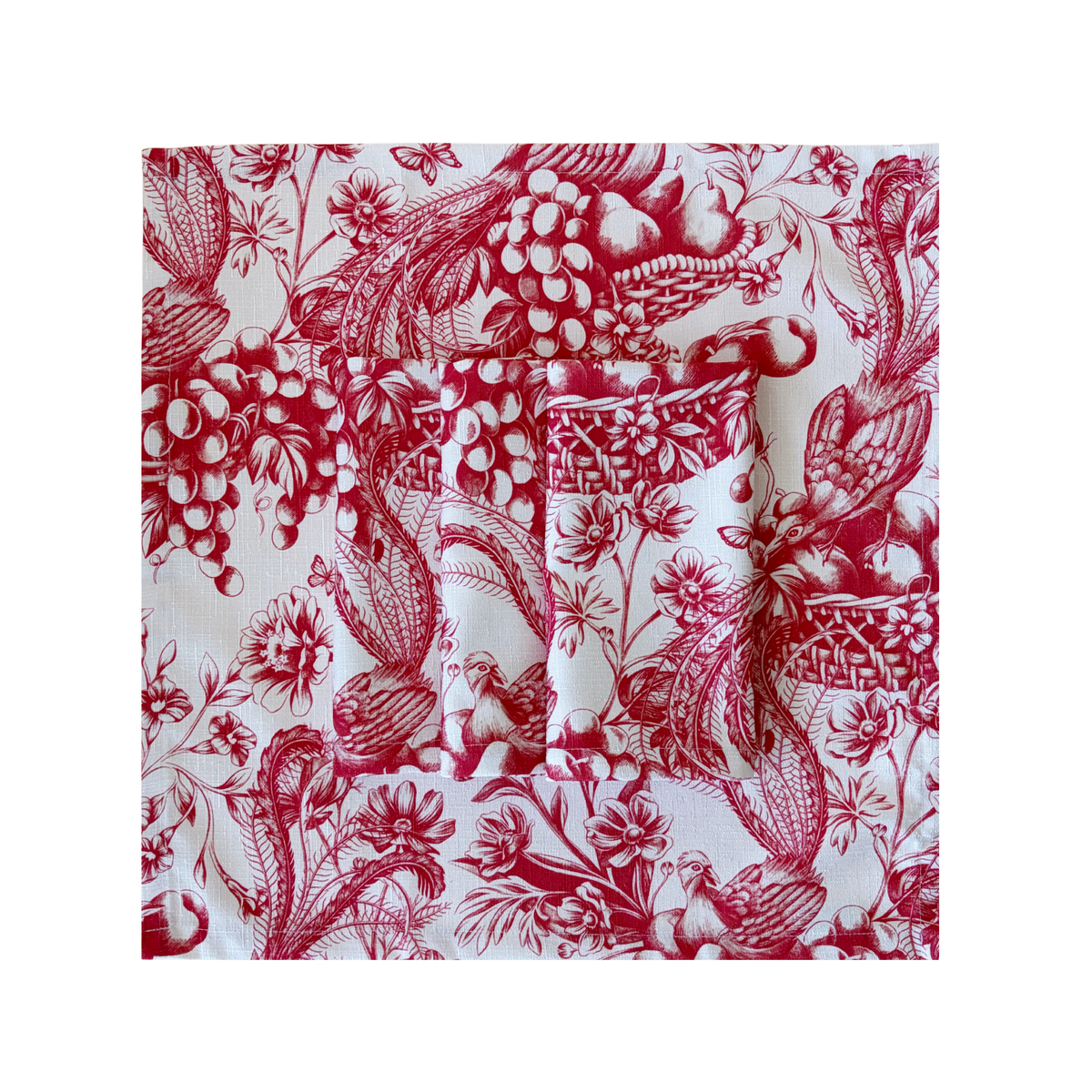 Red Toile table cloth with matching napkins