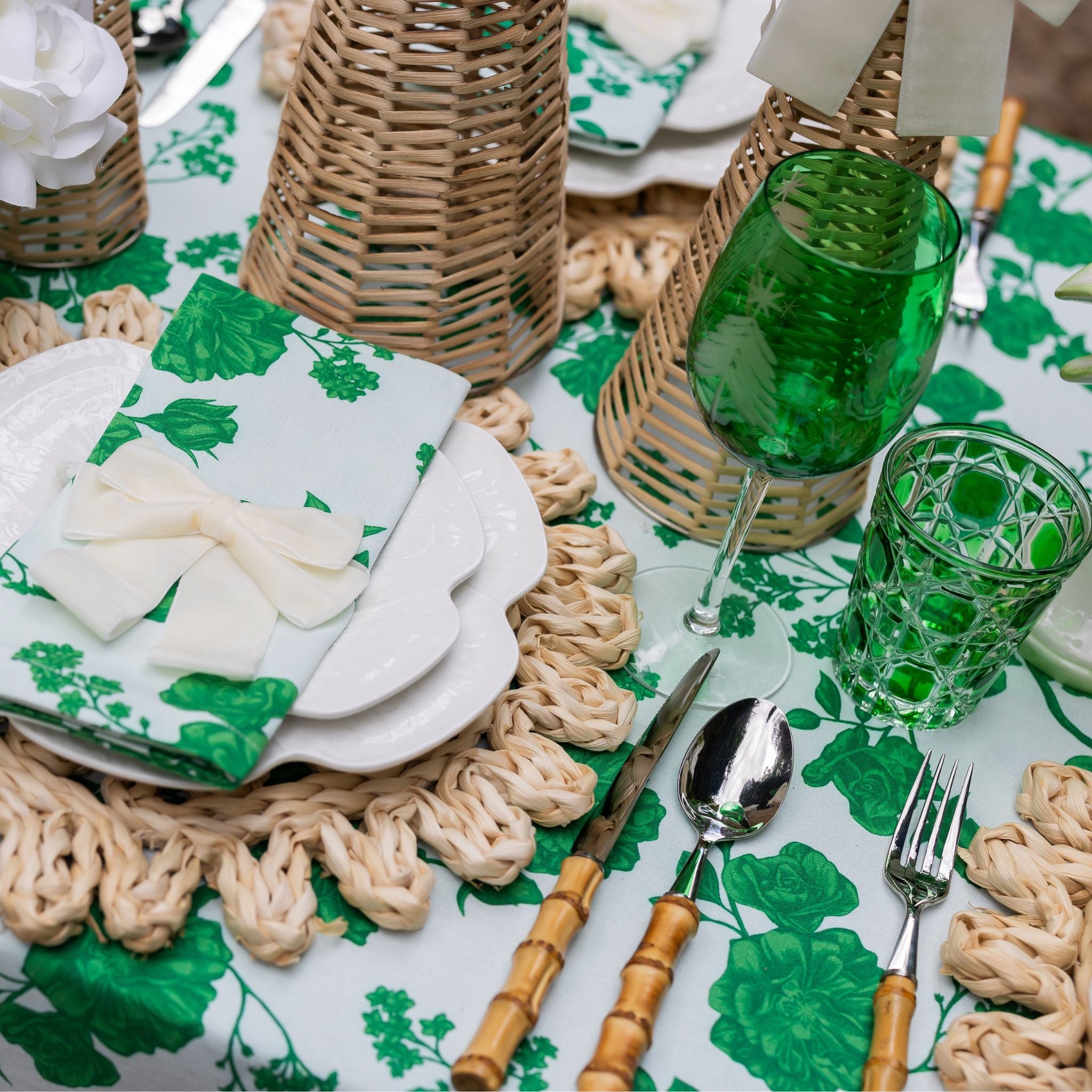 Buy Luxe Cushions & Linens - Green Geometric Glass Tumblers (Set of 6) - By Luxe & Beau Designs 