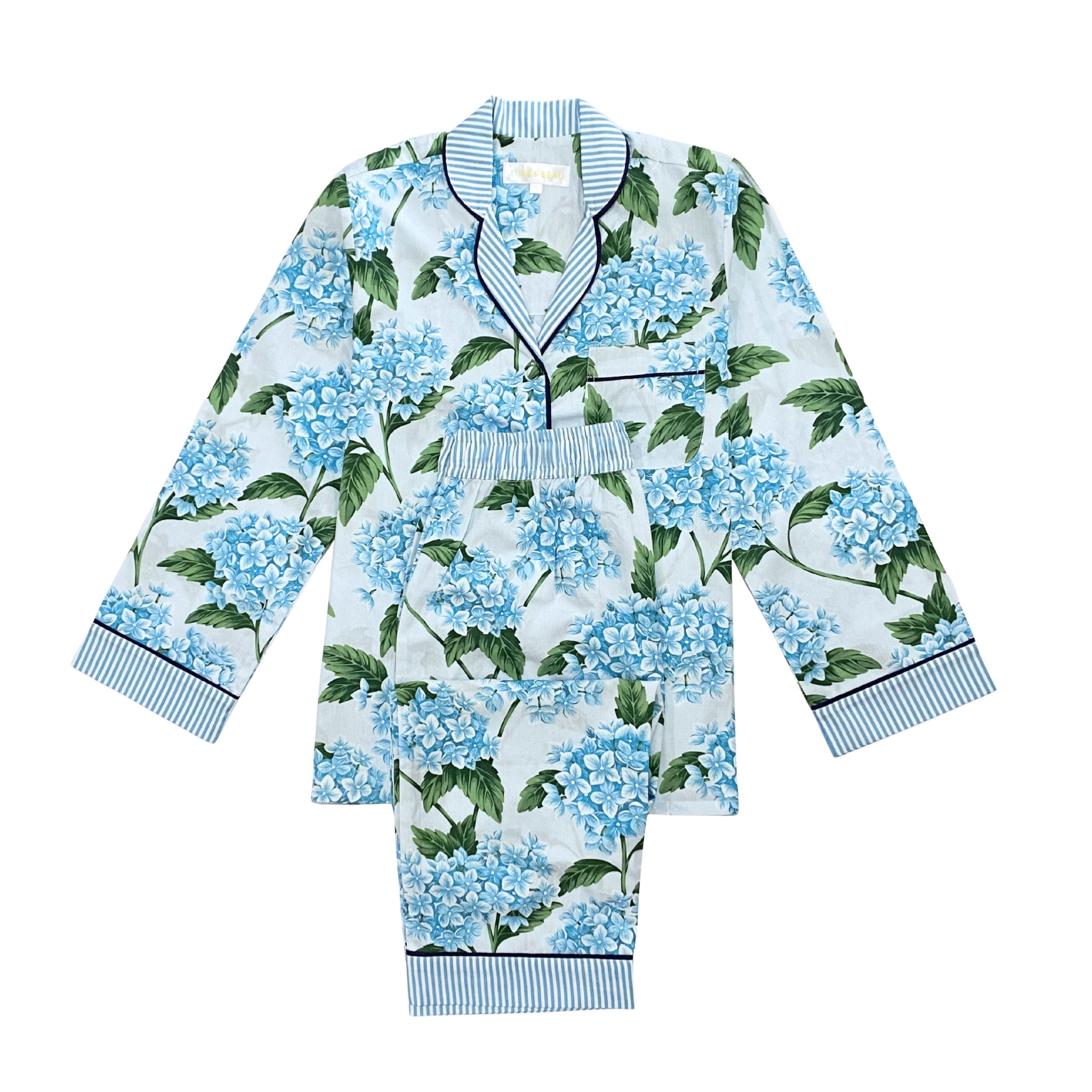 Blue Hydrangea Long Sleeve Pyjama Set - LUXE AND BEAU