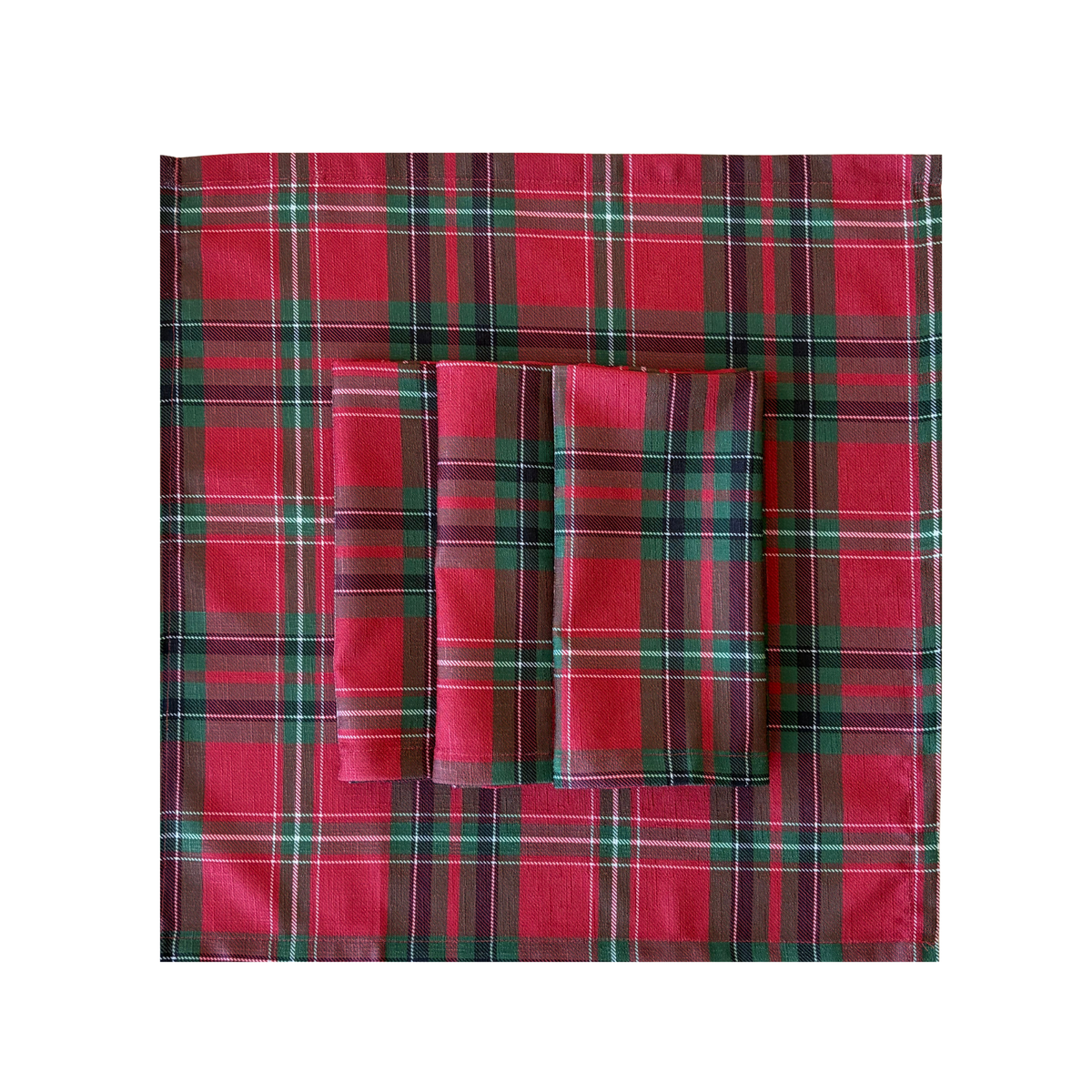 Red Tartan table cloth with matching napkins