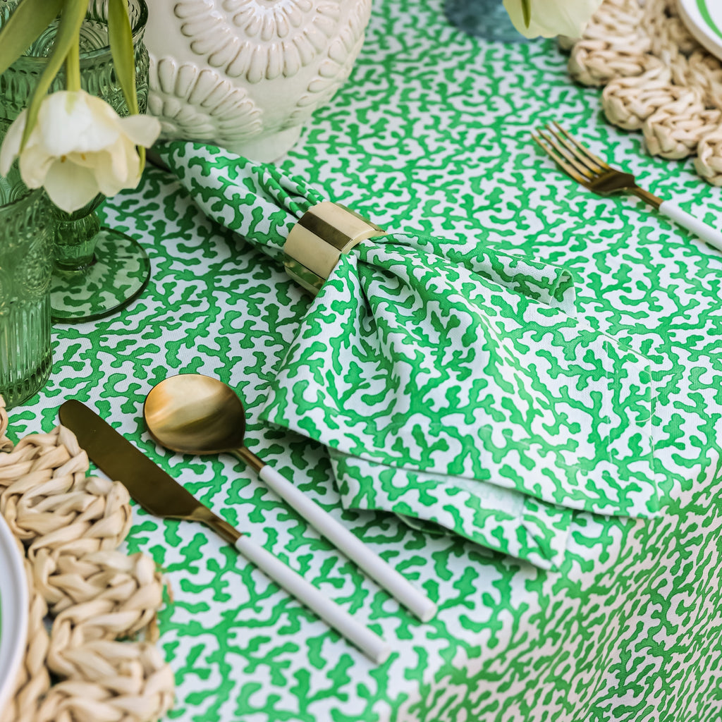 Buy Luxe Cushions & Linens - Sardinia Green Table Cloth - By Luxe & Beau Designs 