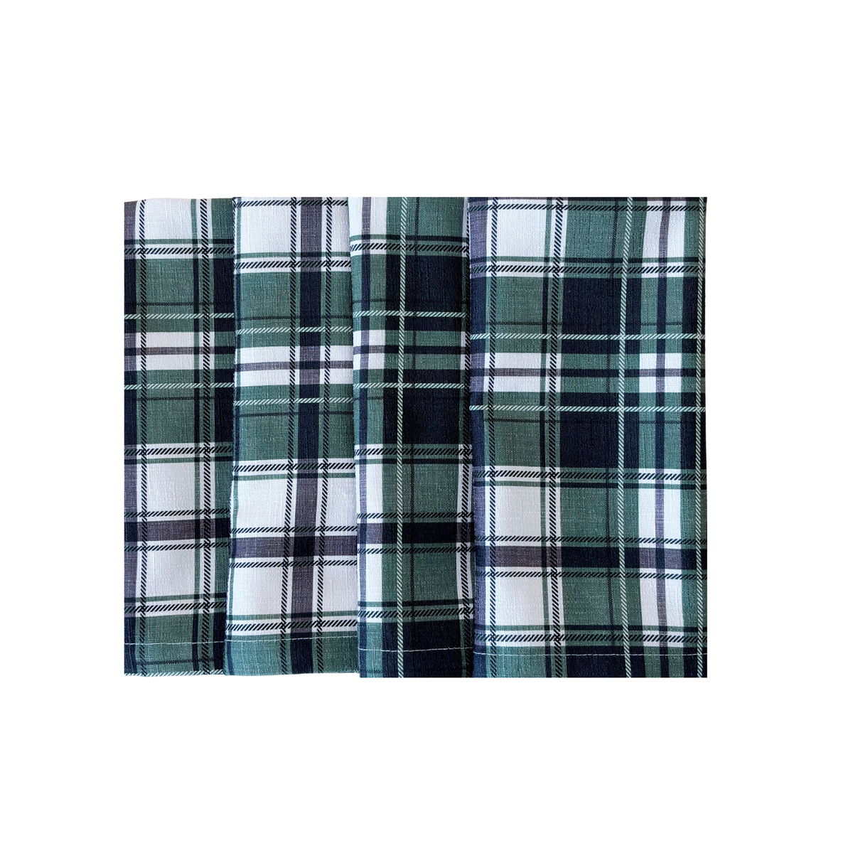 Set of four Green and Black Plaid napkins