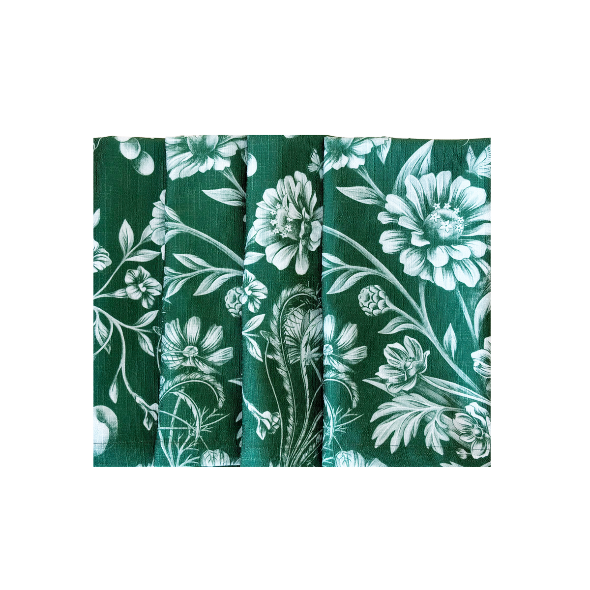 Set of four Green Toile napkins