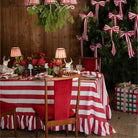 Rouge Ruffle Stripe Table Cloth - LUXE AND BEAU