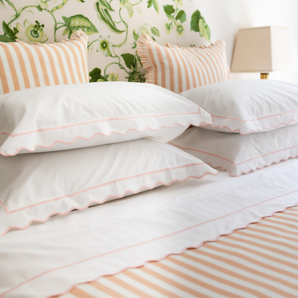 Buy Luxe Cushions & Linens - Pink Scallop Pillow Case Set - By Luxe & Beau Designs 