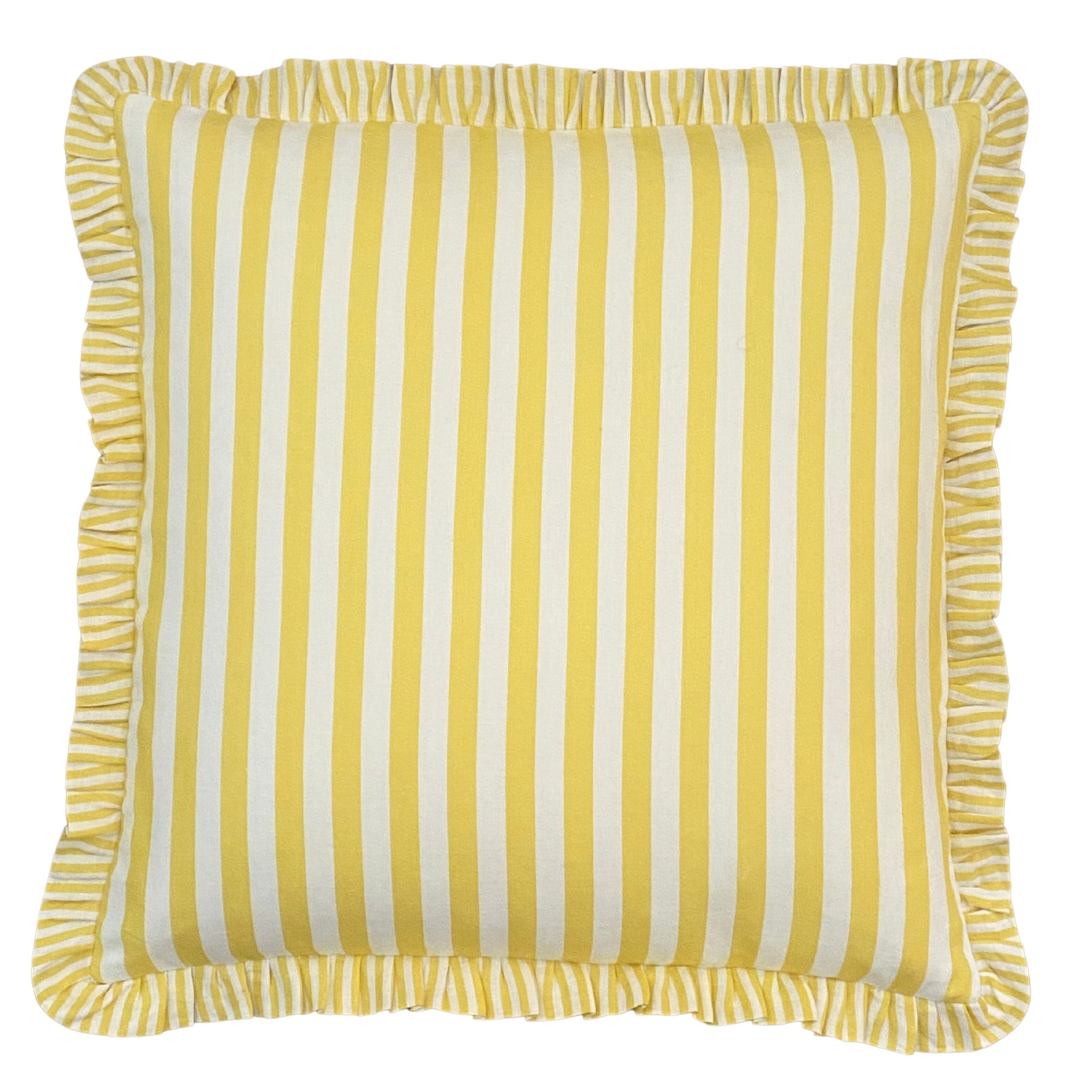 Buy Luxe Cushions & Linens - Yellow Ruffle Stripe Linen Cushion Cover 65 x 65 - By Luxe & Beau Designs 