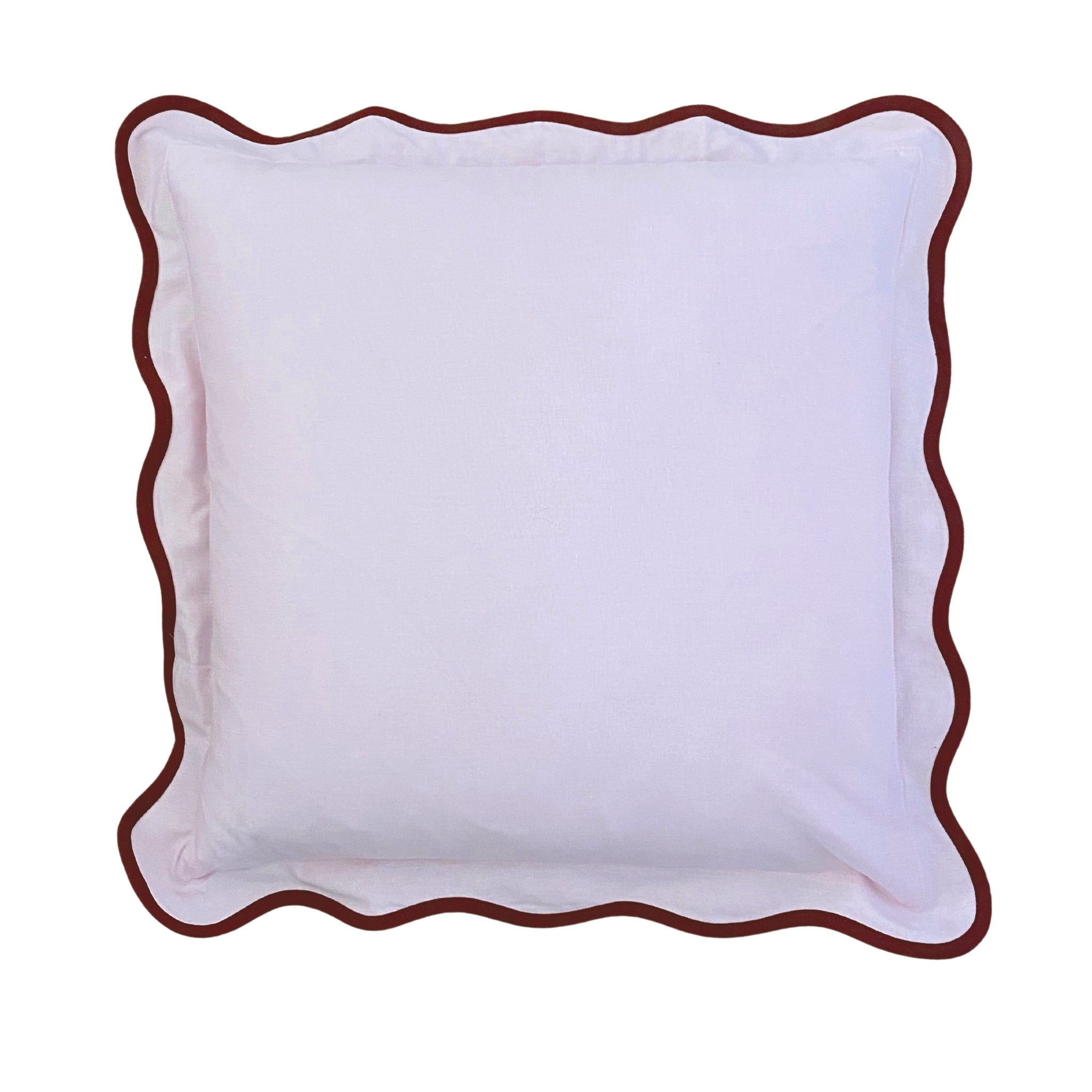 Buy Luxe Cushions & Linens - Pale Pink With Burgundy Squiggle Cushion Cover - By Luxe & Beau Designs 