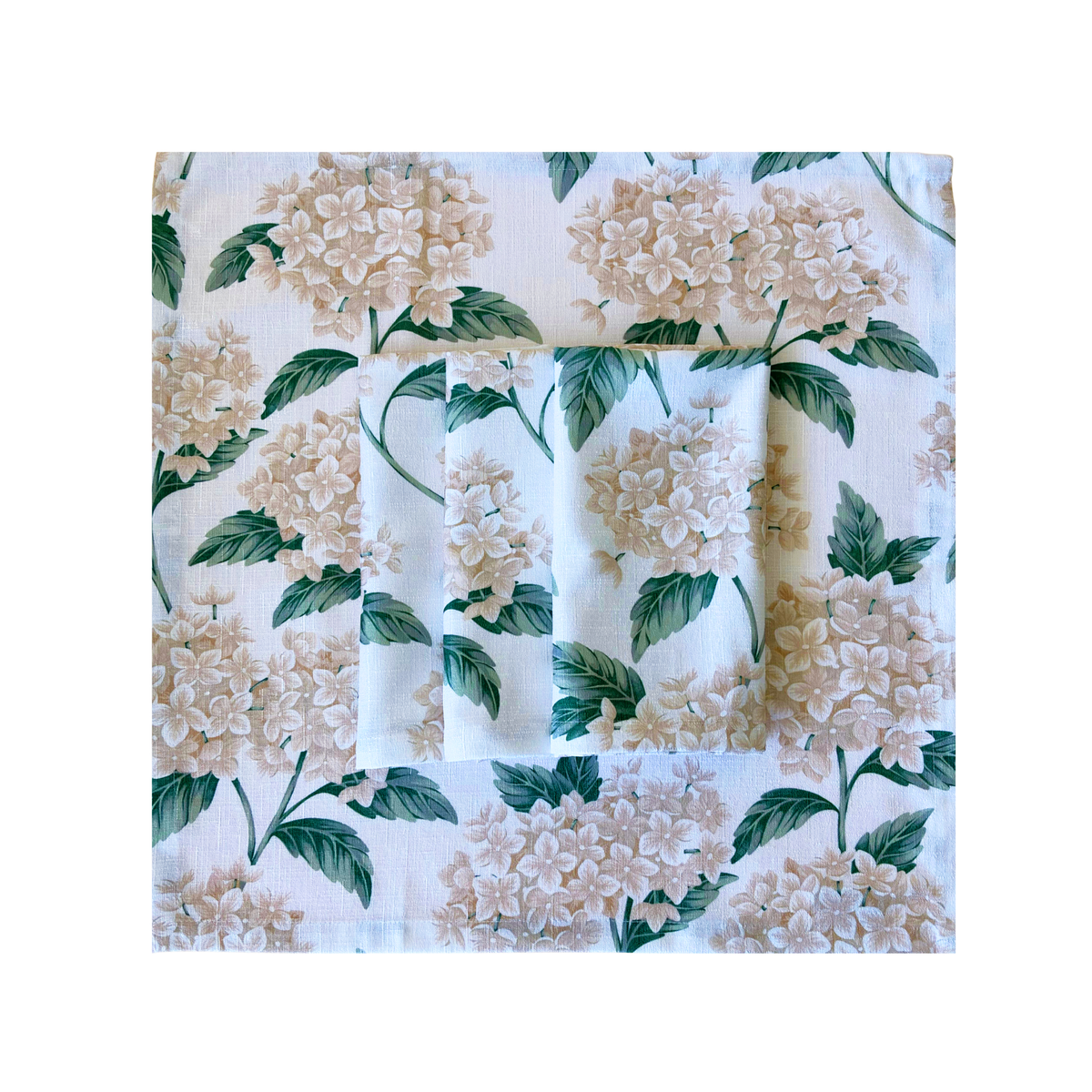 Cream Hydrangea table cloth with matching napkins