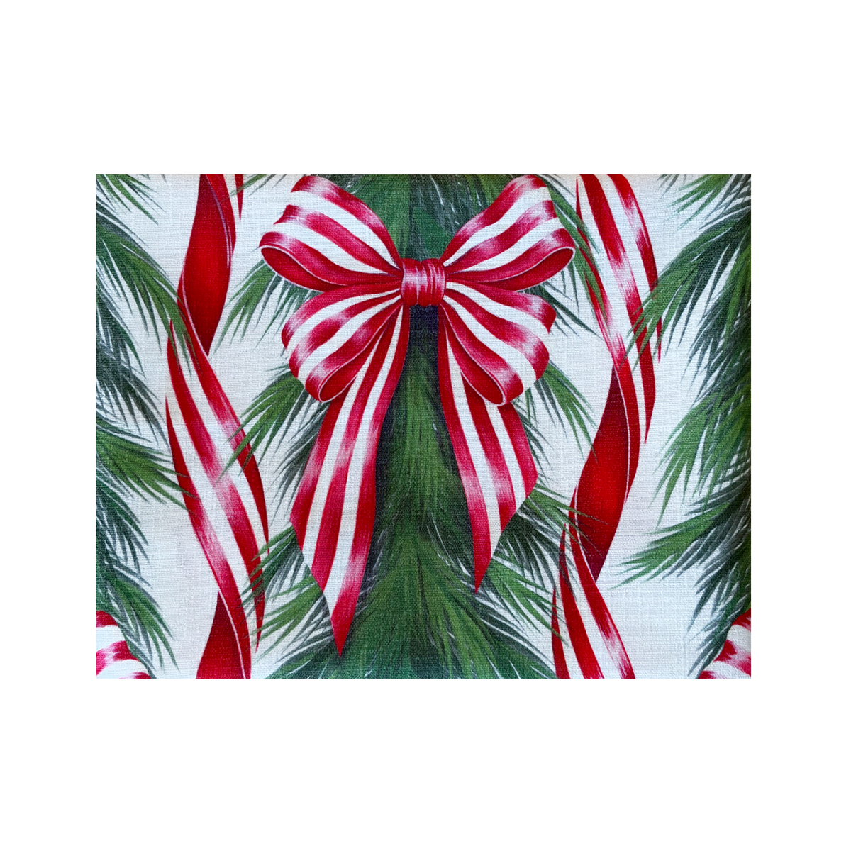 Spruce and Red Bow table cloth fabric