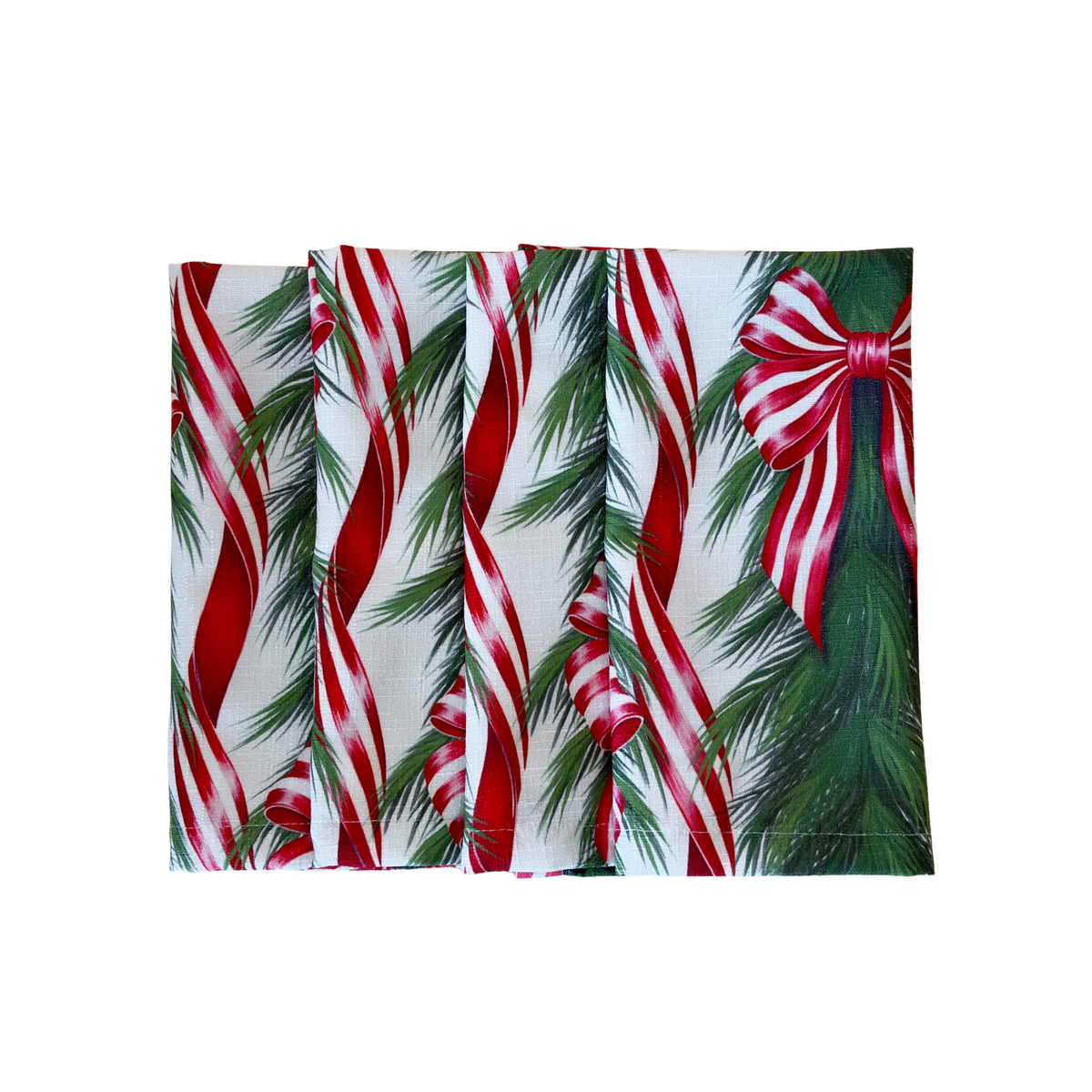 Set of four Spruce and Red Bow napkins