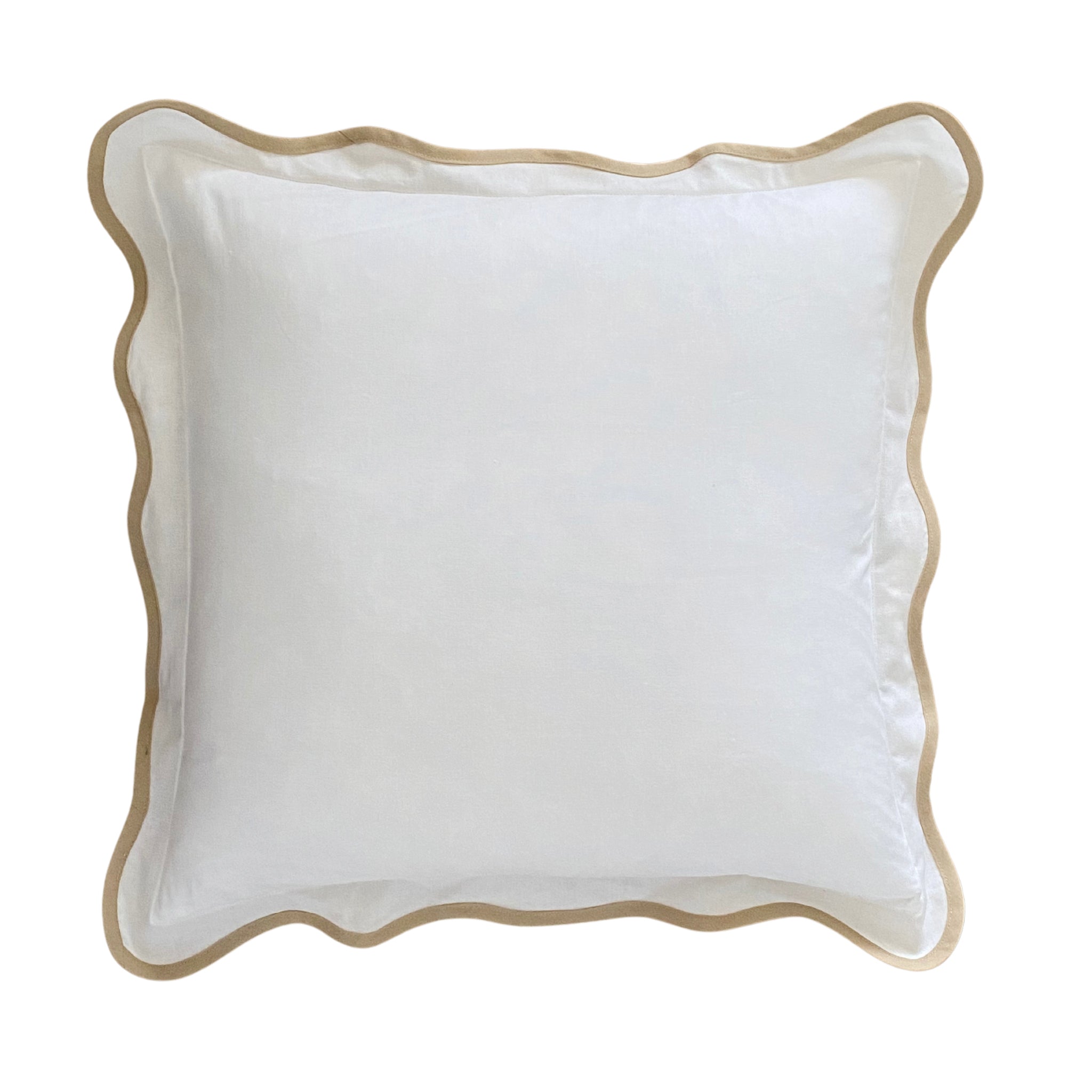 Buy Luxe Cushions & Linens - White With Beige Squiggle Cushion Cover - By Luxe & Beau Designs 