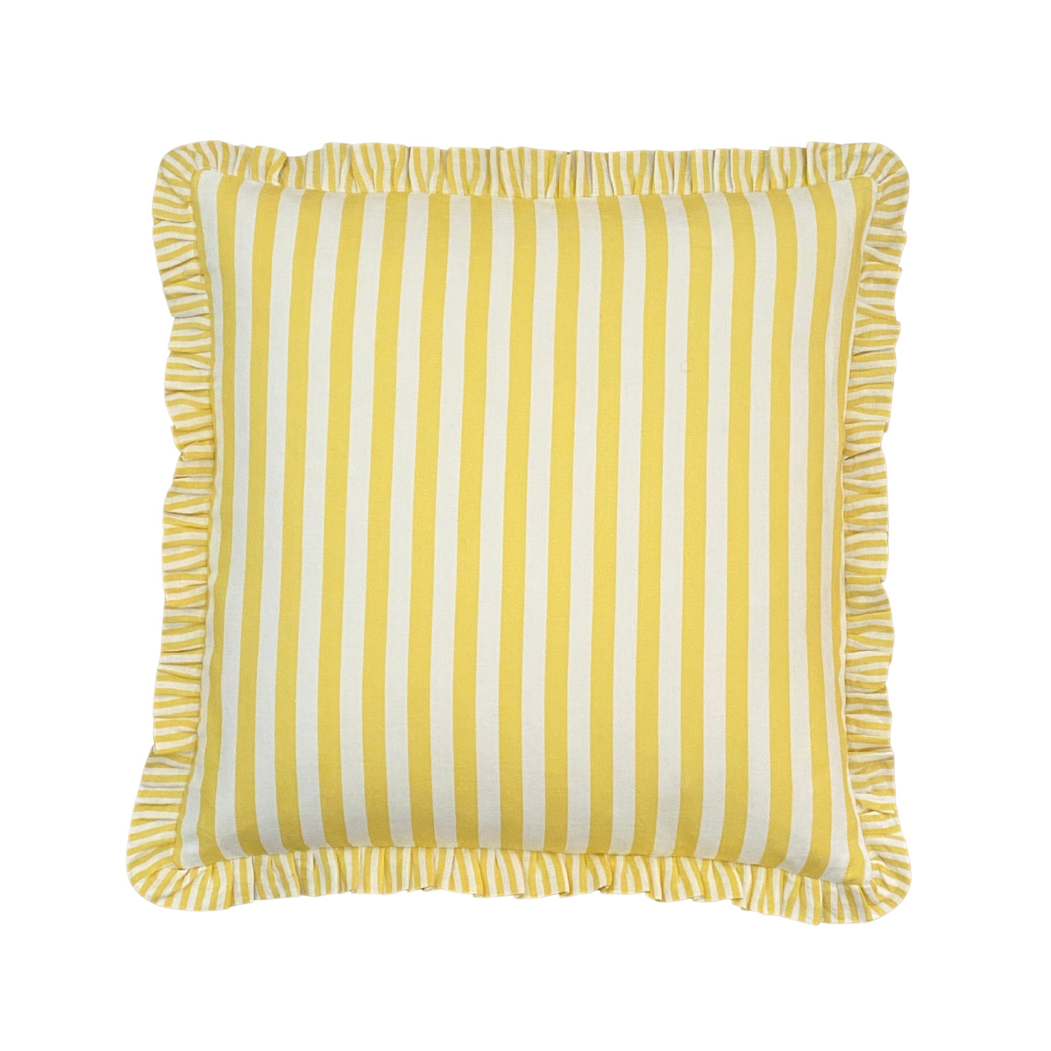 Buy Luxe Cushions & Linens - Yellow Ruffle Stripe Linen Cushion Cover 50 x 50 - By Luxe & Beau Designs 