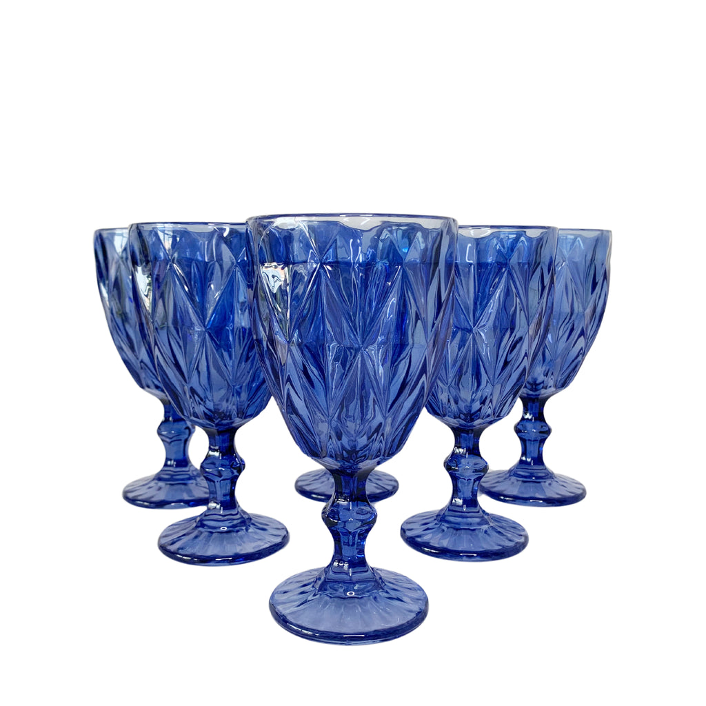 Buy Luxe Cushions & Linens - Sapphire Wine Glasses (Set of 4) - By Luxe & Beau Designs 