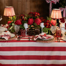 Rouge Ruffle Stripe Table Cloth - LUXE AND BEAU