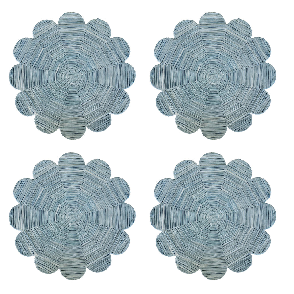 Buy Luxe Cushions & Linens - Flower Placemat Raffia Blue (Set Of 4) - By Luxe & Beau Designs 