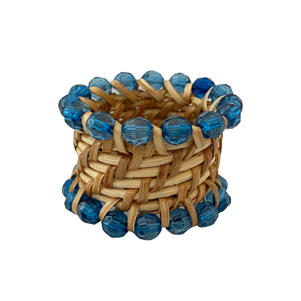 Buy Luxe Cushions & Linens - Blue Bead Napkin Rings (Set of 4) - By Luxe & Beau Designs 