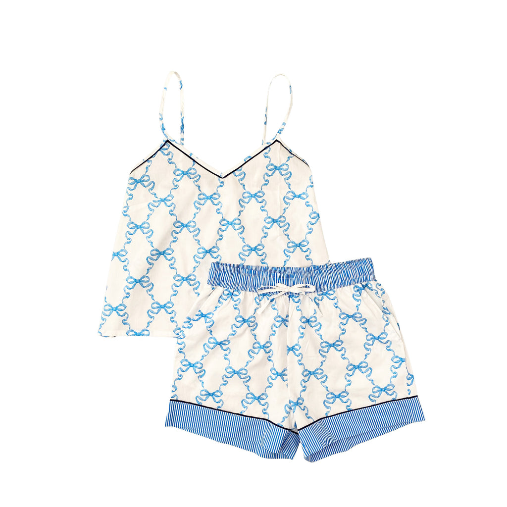 Buy Luxe Cushions & Linens - Blue Bows Camisole Set - By Luxe & Beau Designs 