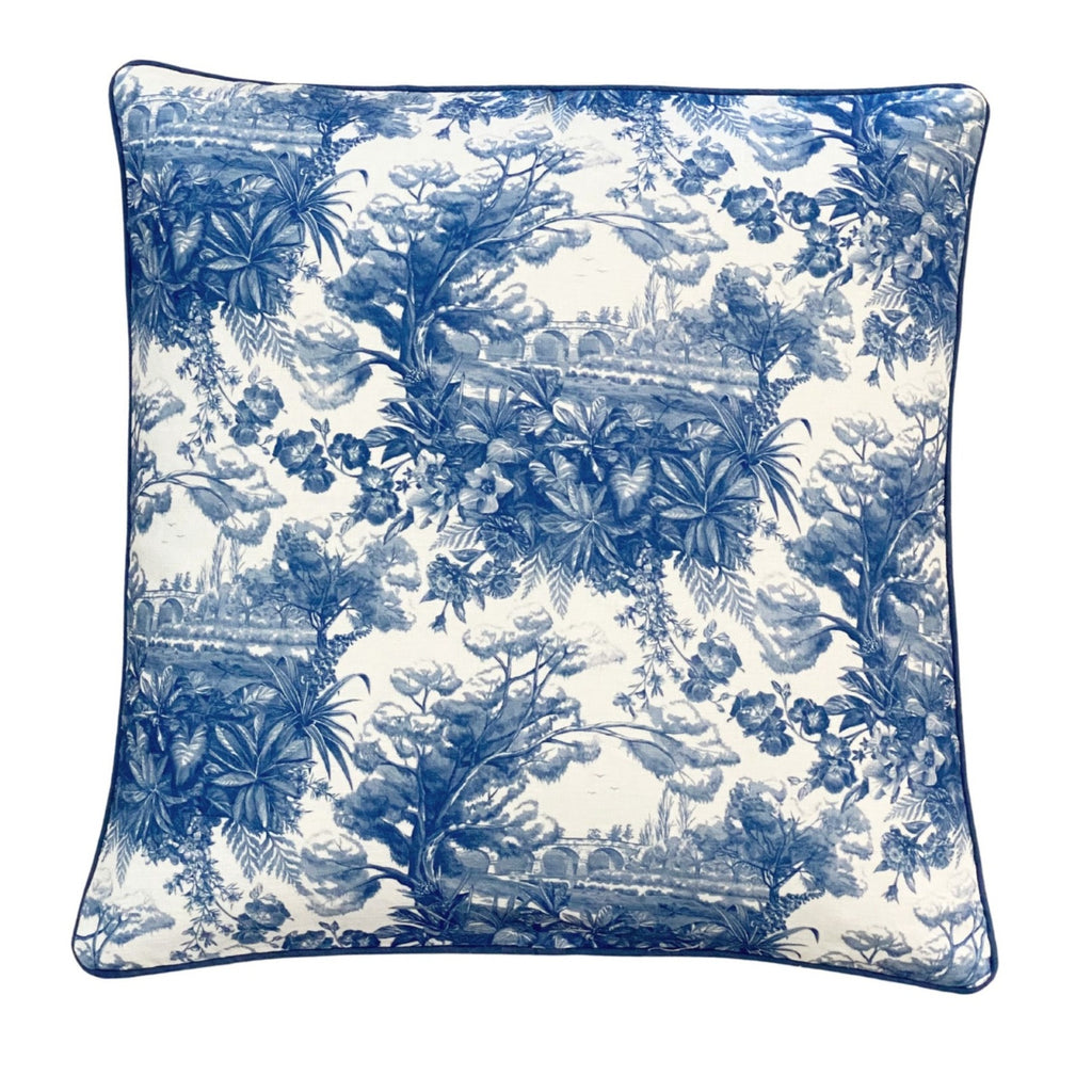 Buy Luxe Cushions & Linens - Blue Signature Toile Linen Cushion Cover 50 x 50 - By Luxe & Beau Designs 