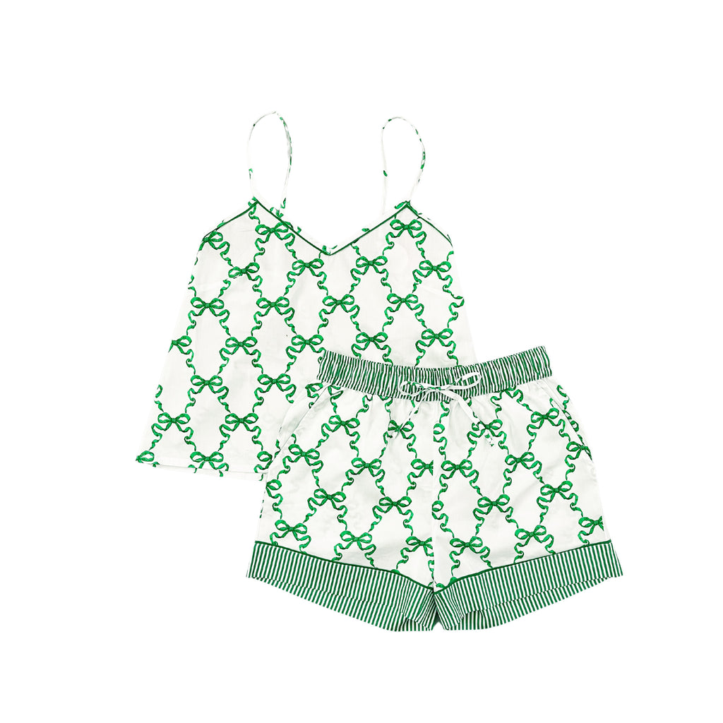 Buy Luxe Cushions & Linens - Green Bows Camisole Set - By Luxe & Beau Designs 