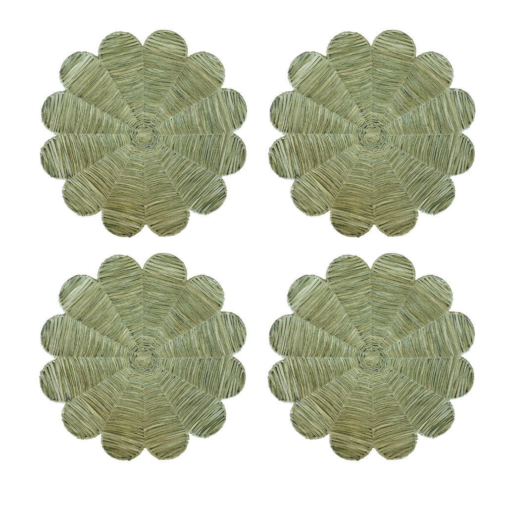 Buy Luxe Cushions & Linens - Flower Placemat Raffia Green (Set Of 4) - By Luxe & Beau Designs 