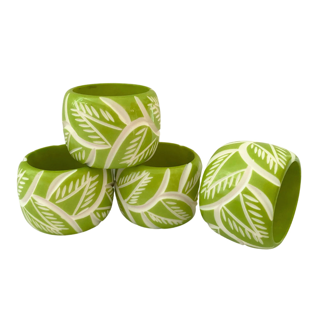 Buy Luxe Cushions & Linens - Green Vine Napkin Rings (Set of 4) - By Luxe & Beau Designs 