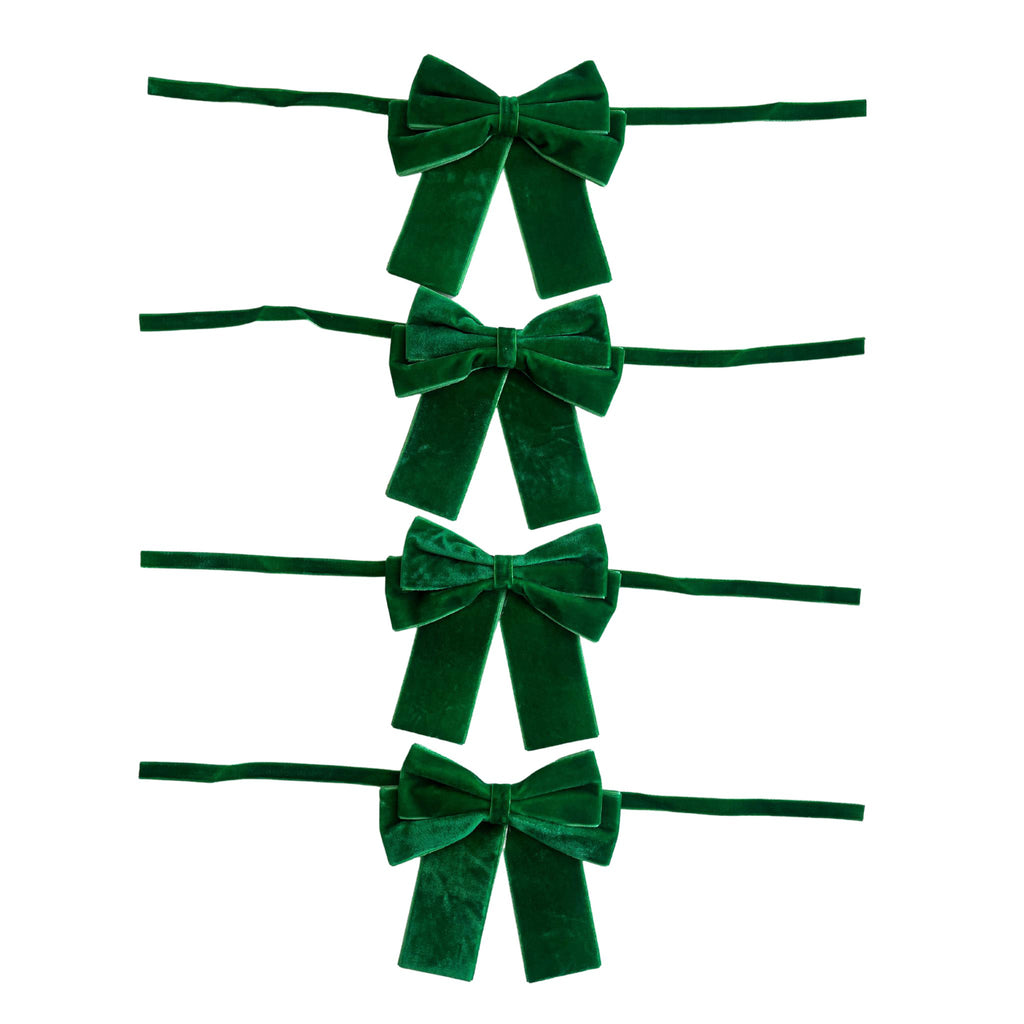 Buy Luxe Cushions & Linens - Green Velvet Bows (set of 4) - By Luxe & Beau Designs 