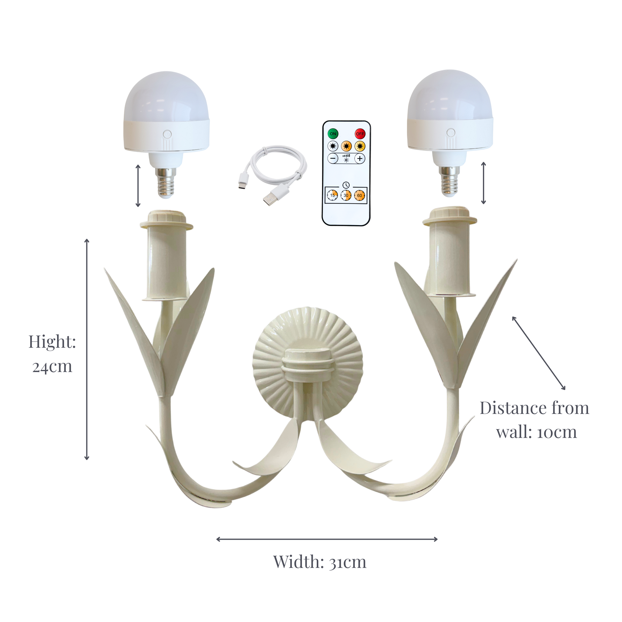 La Fleur Ivory Wall Sconce - LUXE AND BEAU