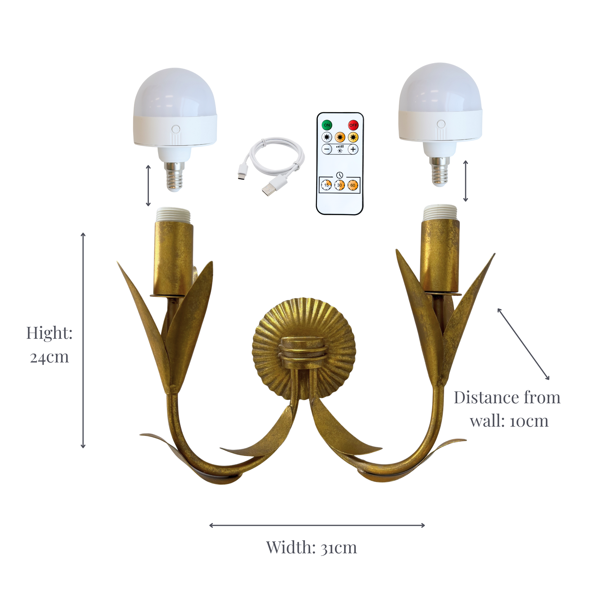 Audrey Grey and Cream Ruffle Shade and La Fleur Antique Gold Wall Sconce - LUXE AND BEAU