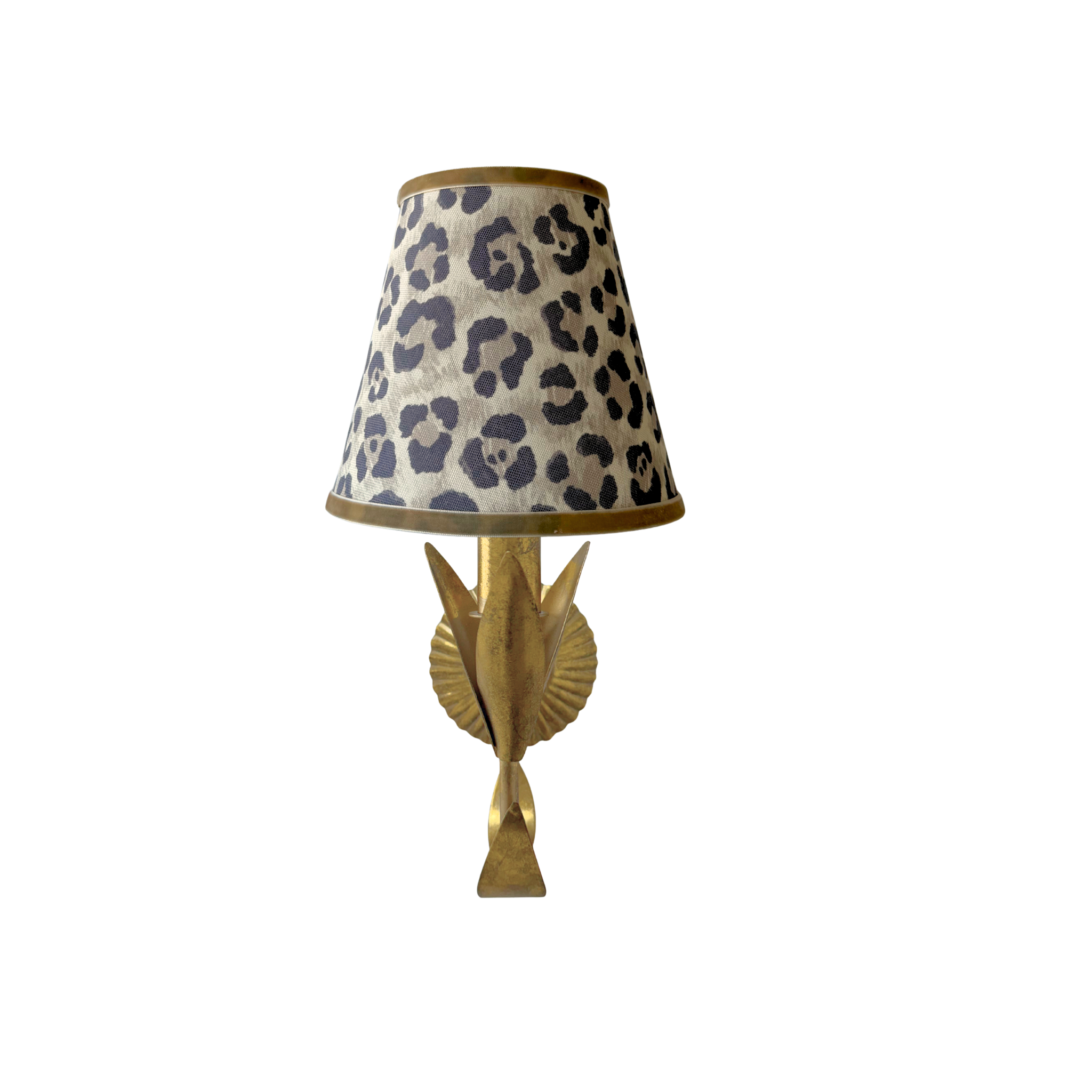 Leopard Shade and La Fleur Antique Gold Wall Sconce - LUXE AND BEAU