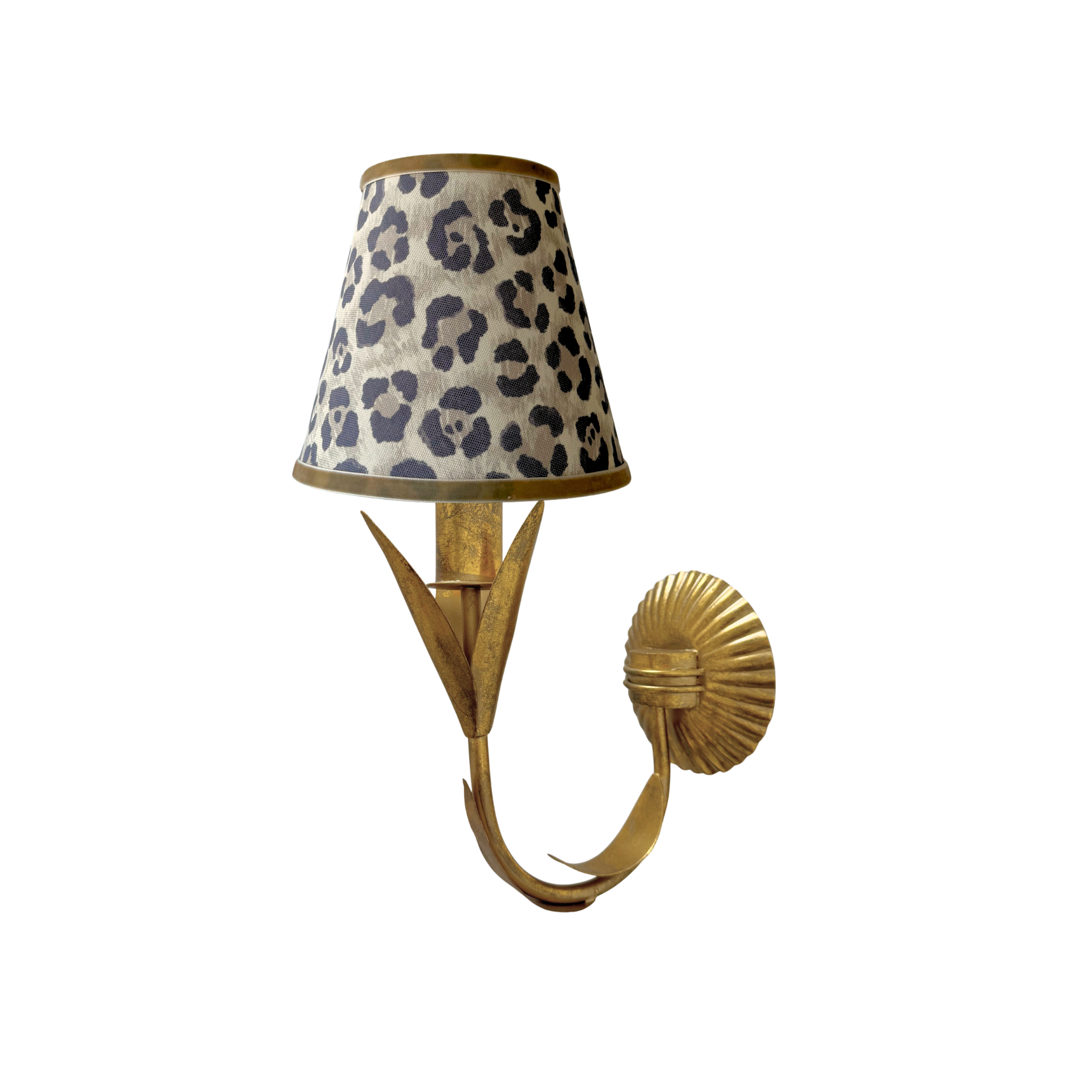 Leopard Shade and La Fleur Antique Gold Wall Sconce - LUXE AND BEAU