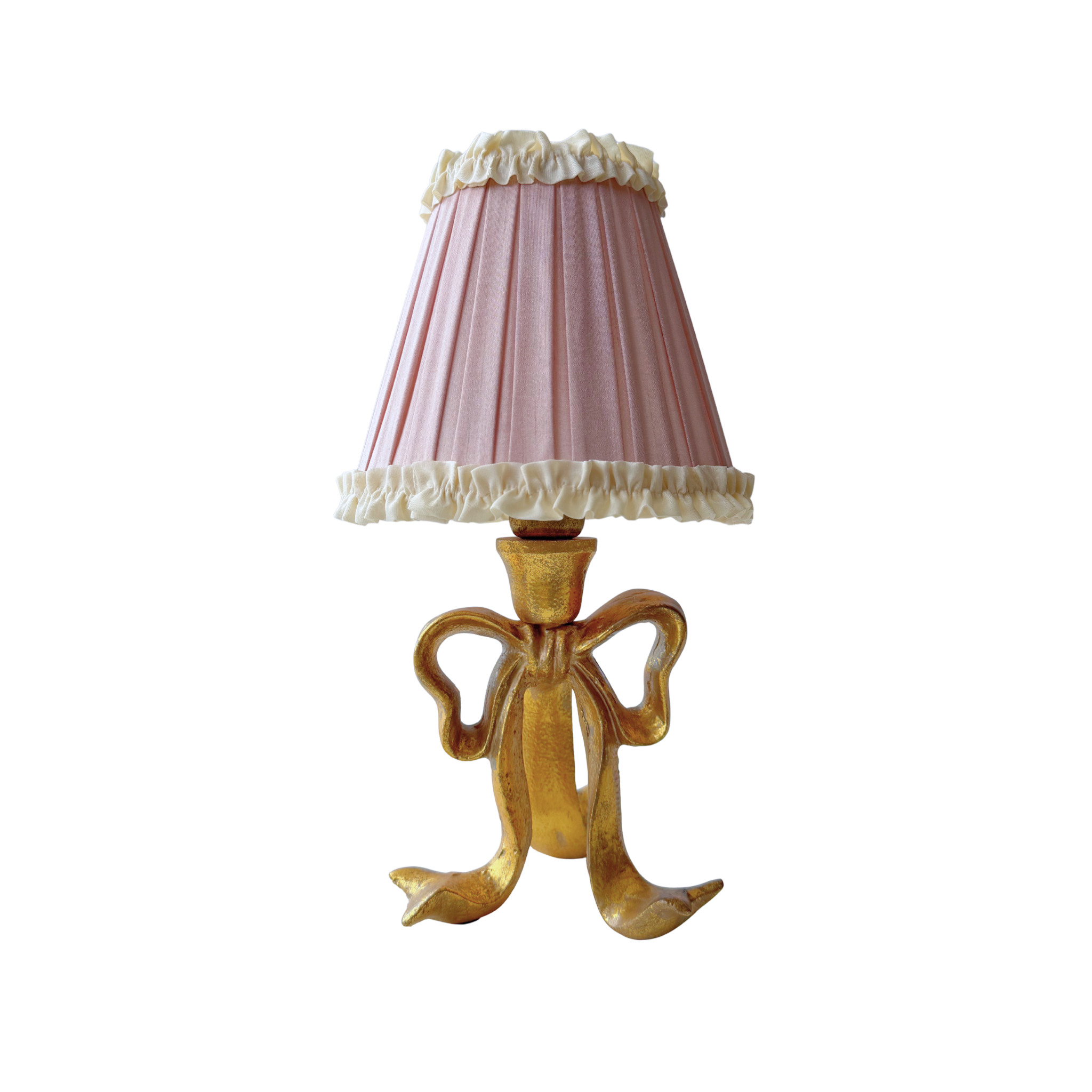 Audrey Dusty Rose and Cream Lamp Shade & Beau Base - Table Lamp - LUXE AND BEAU