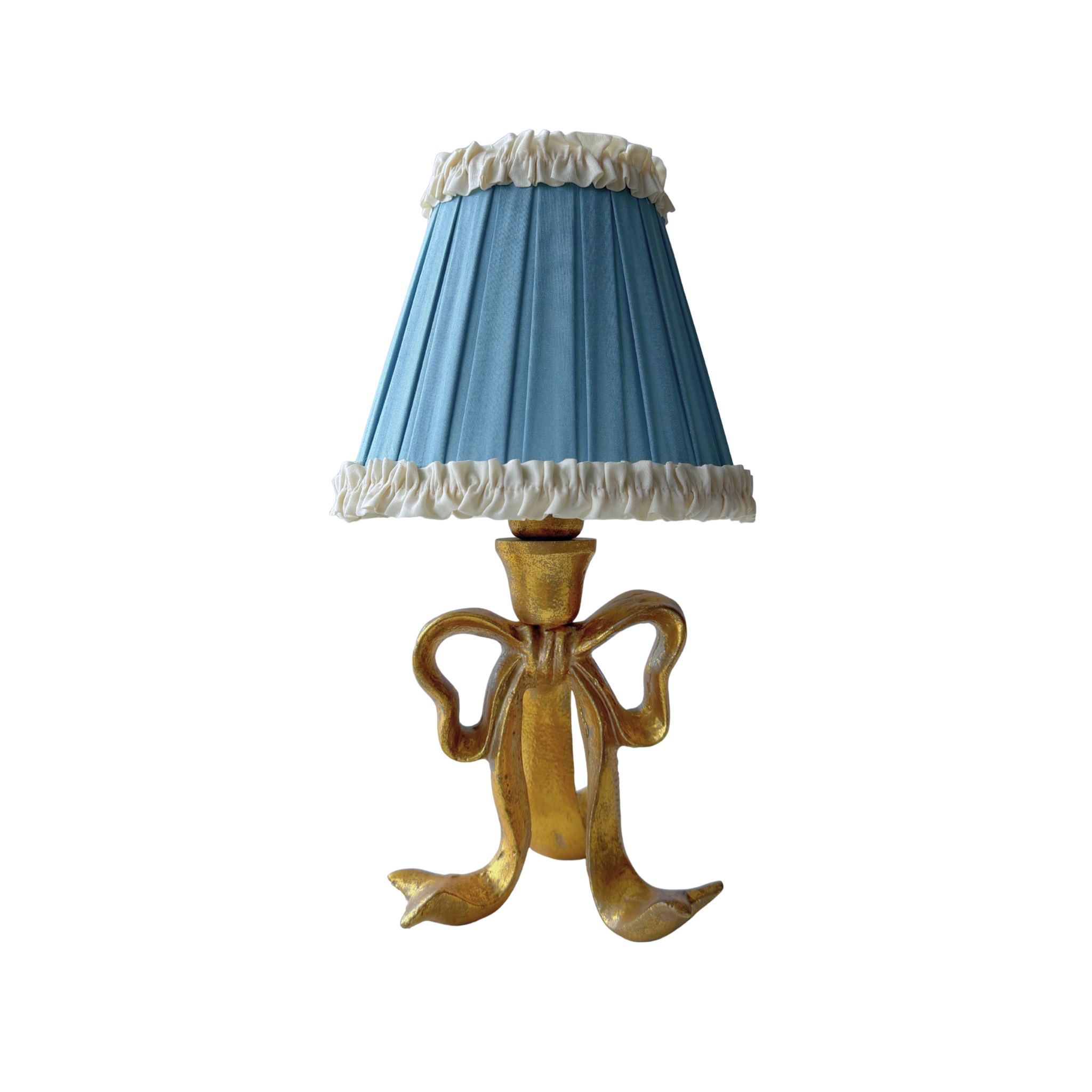 Audrey Sky Blue and Cream Lamp Shade & Beau Base - Table Lamp - LUXE AND BEAU