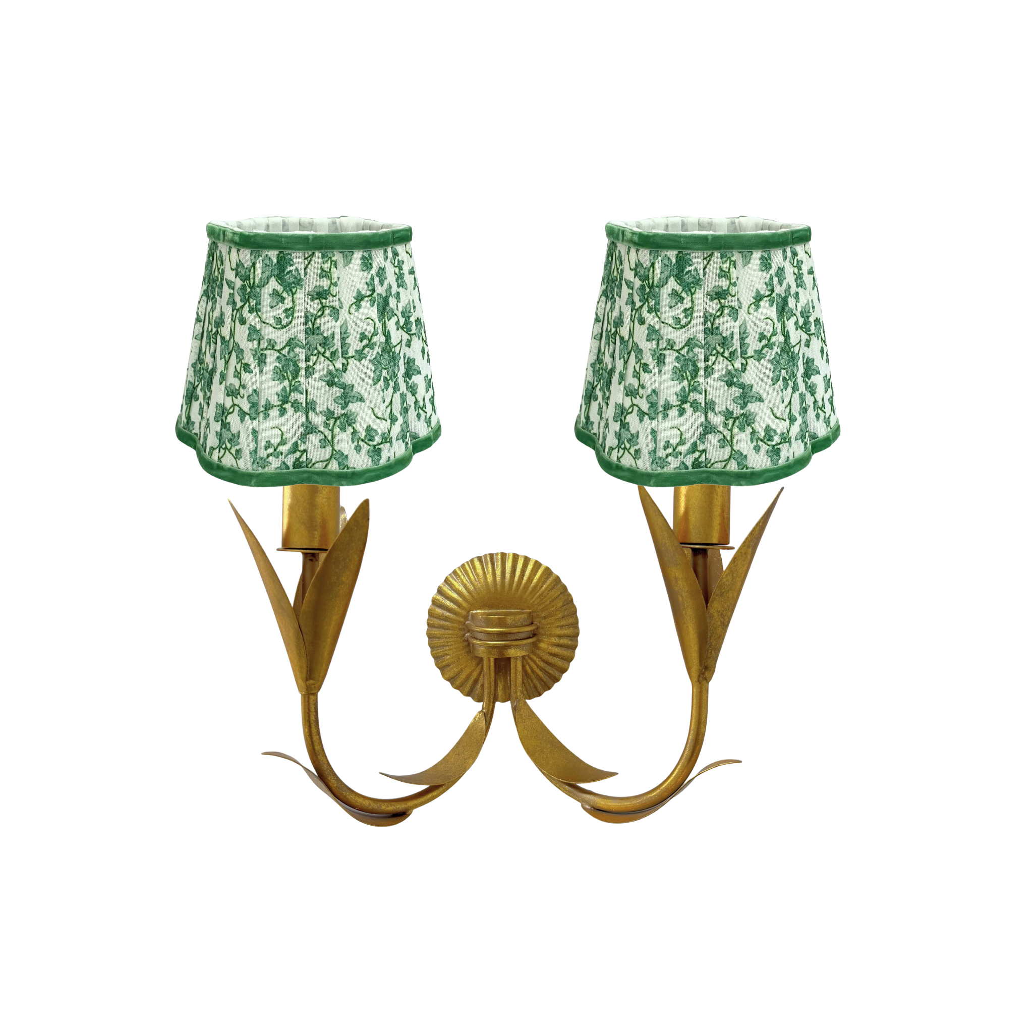 Ivy Scallop Shade and La Fleur Antique Gold Wall Sconce - LUXE AND BEAU