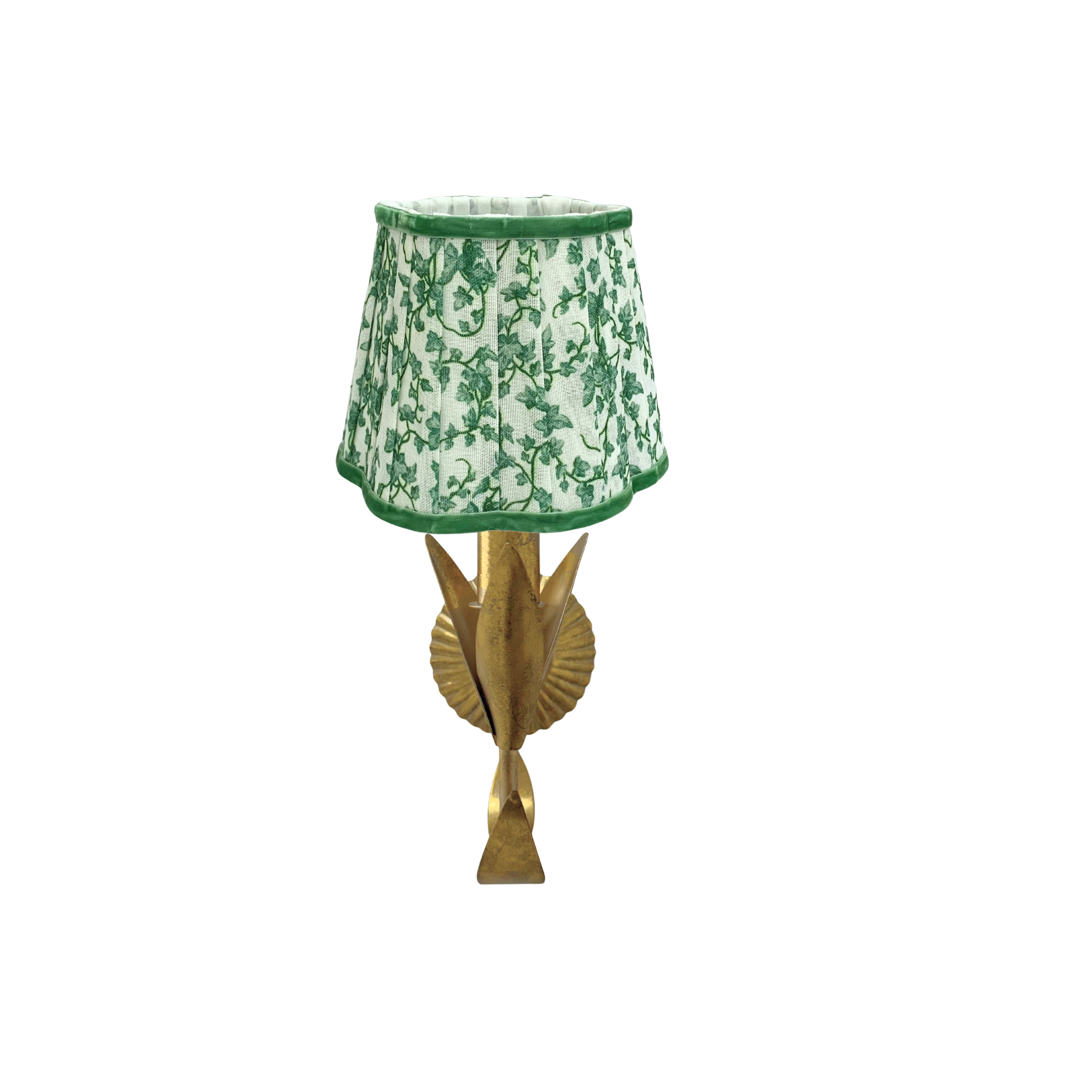 Ivy Scallop Shade and La Fleur Antique Gold Wall Sconce - LUXE AND BEAU