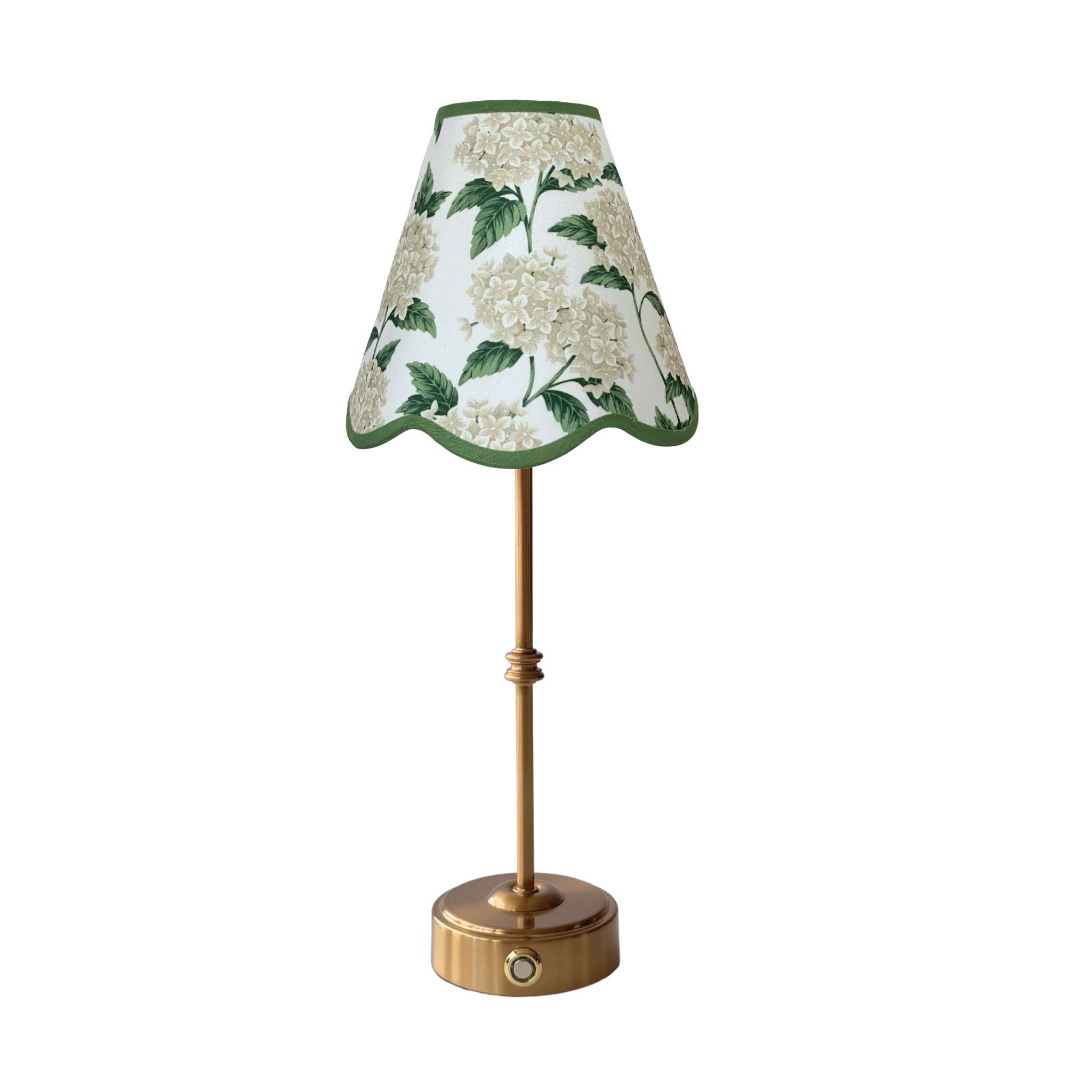Cream Hydrangea Scallop Lamp Shade & Gold Base - USB Table Lamp - LUXE AND BEAU