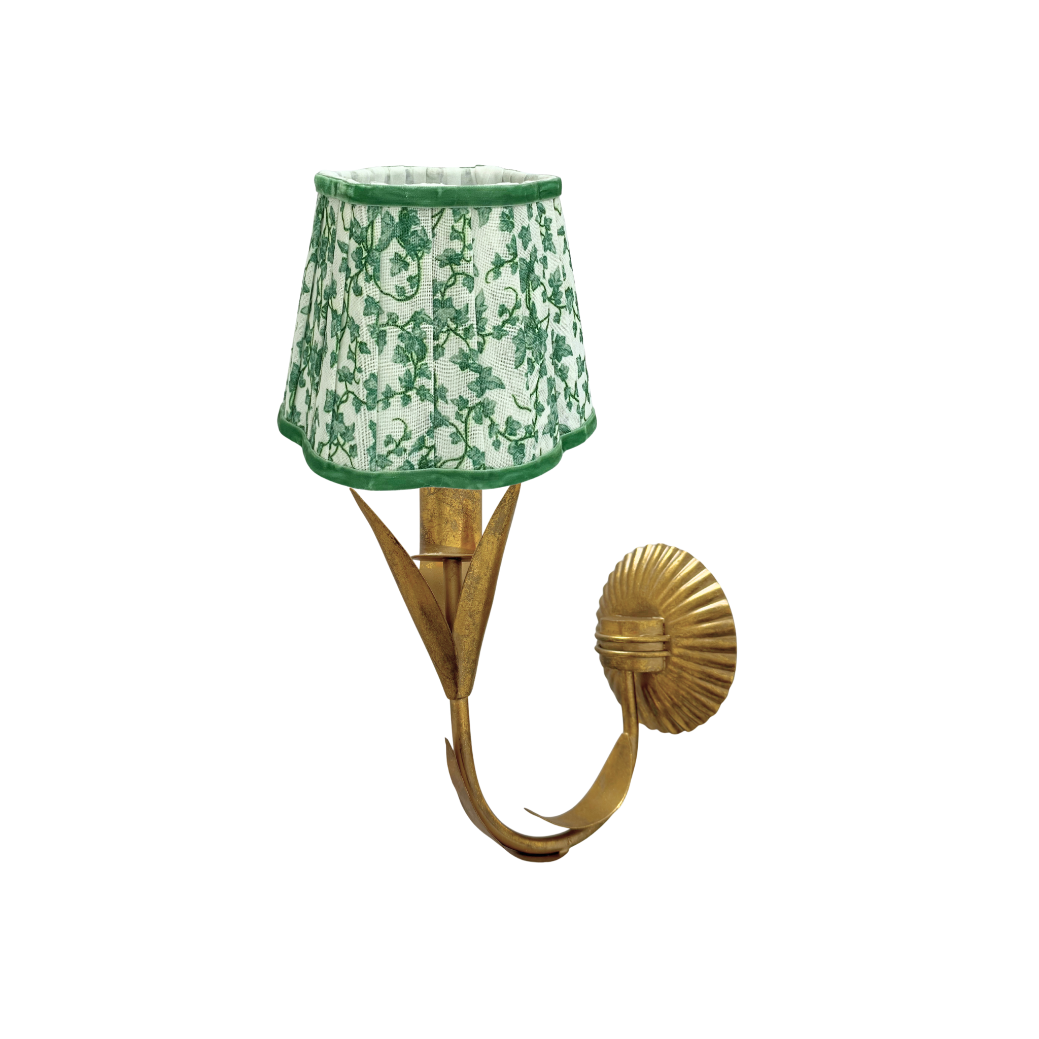 Ivy Scallop Shade and La Fleur Antique Gold Wall Sconce - LUXE AND BEAU