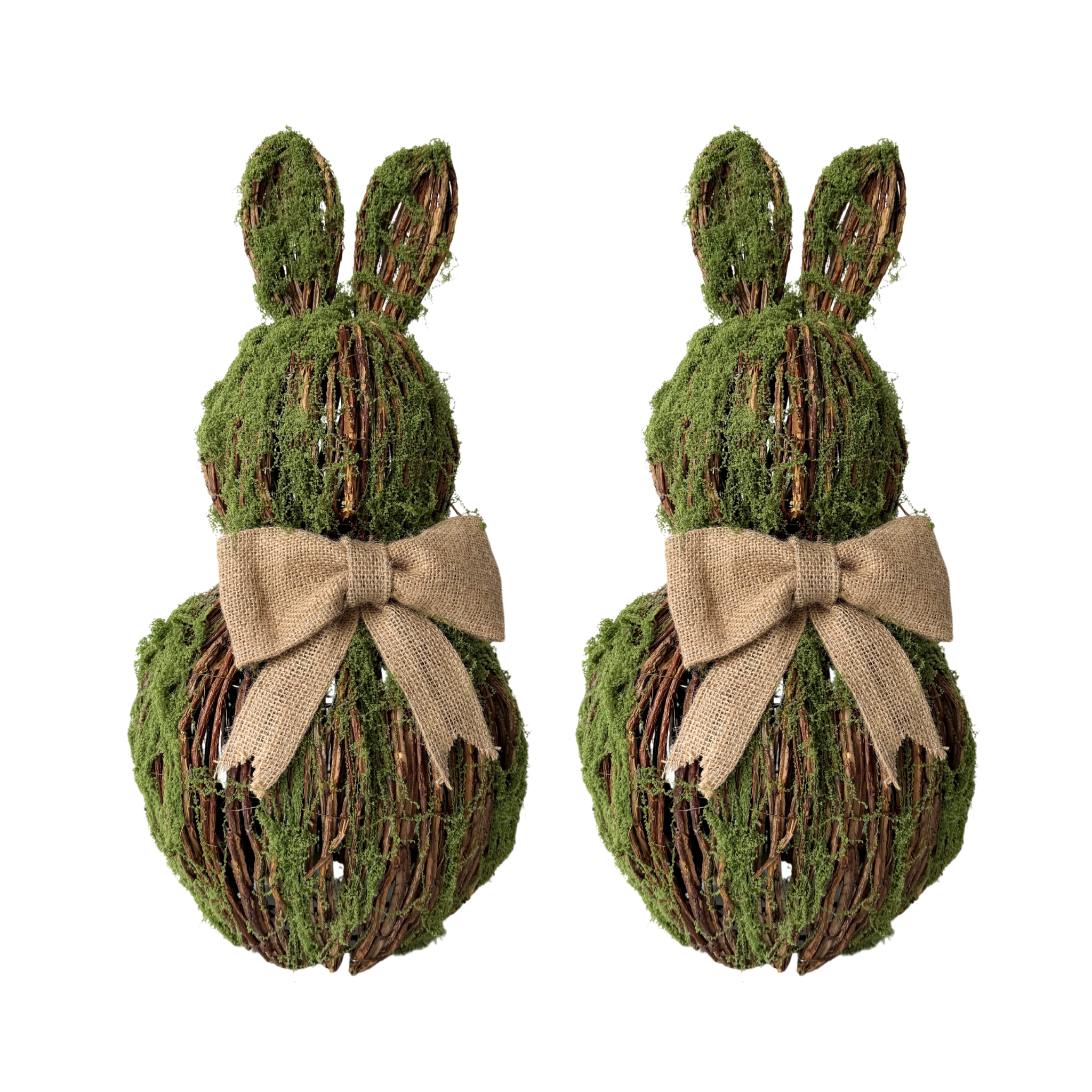 Large Wicker Moss Bunnies (Set of 2) - LUXE AND BEAU