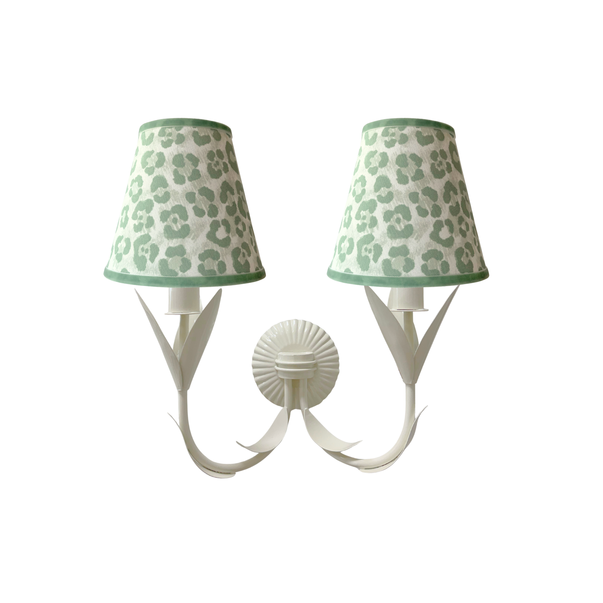 Pistachio Leopard Shade and La Fleur Ivory Wall Sconce - LUXE AND BEAU