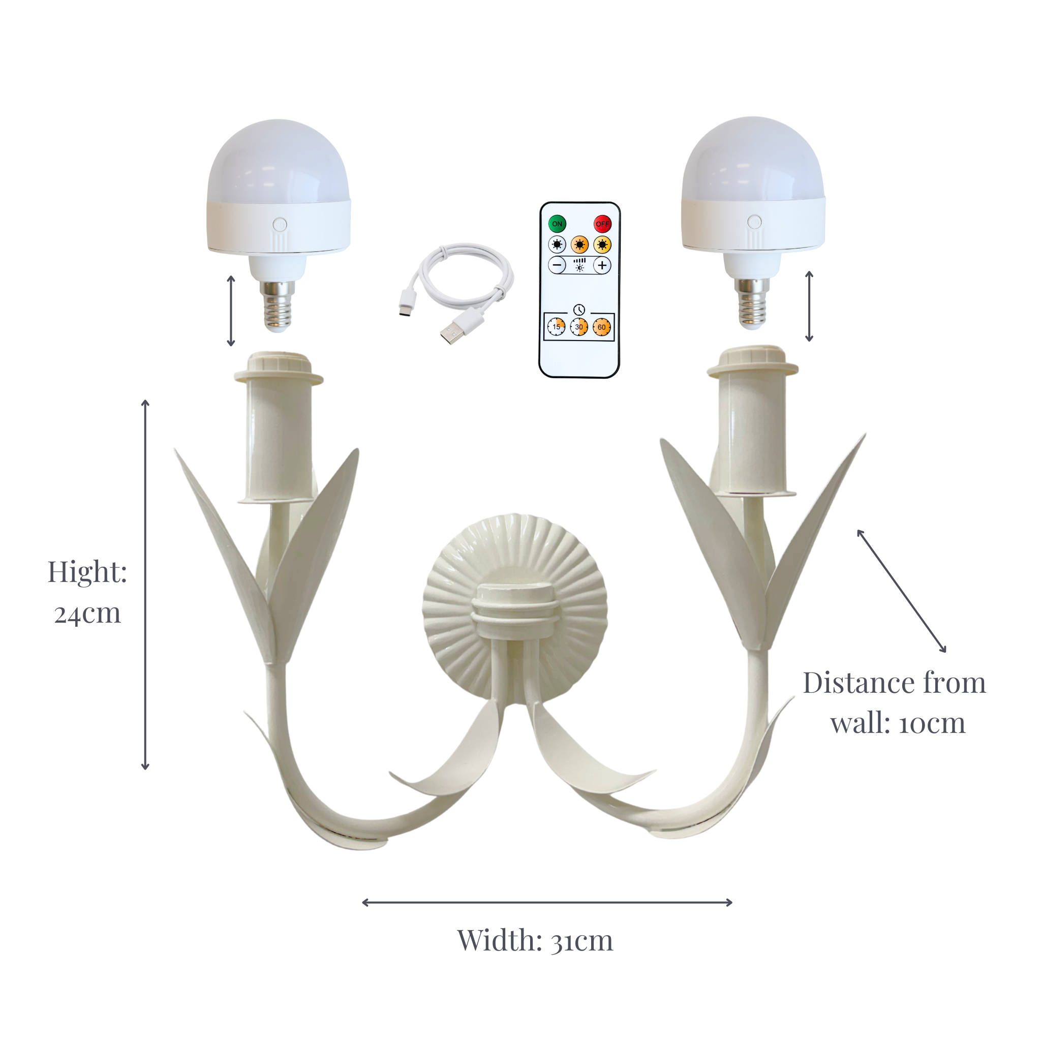 Green Stripe Scallop Shade and La Fleur Ivory Wall Sconce - LUXE AND BEAU