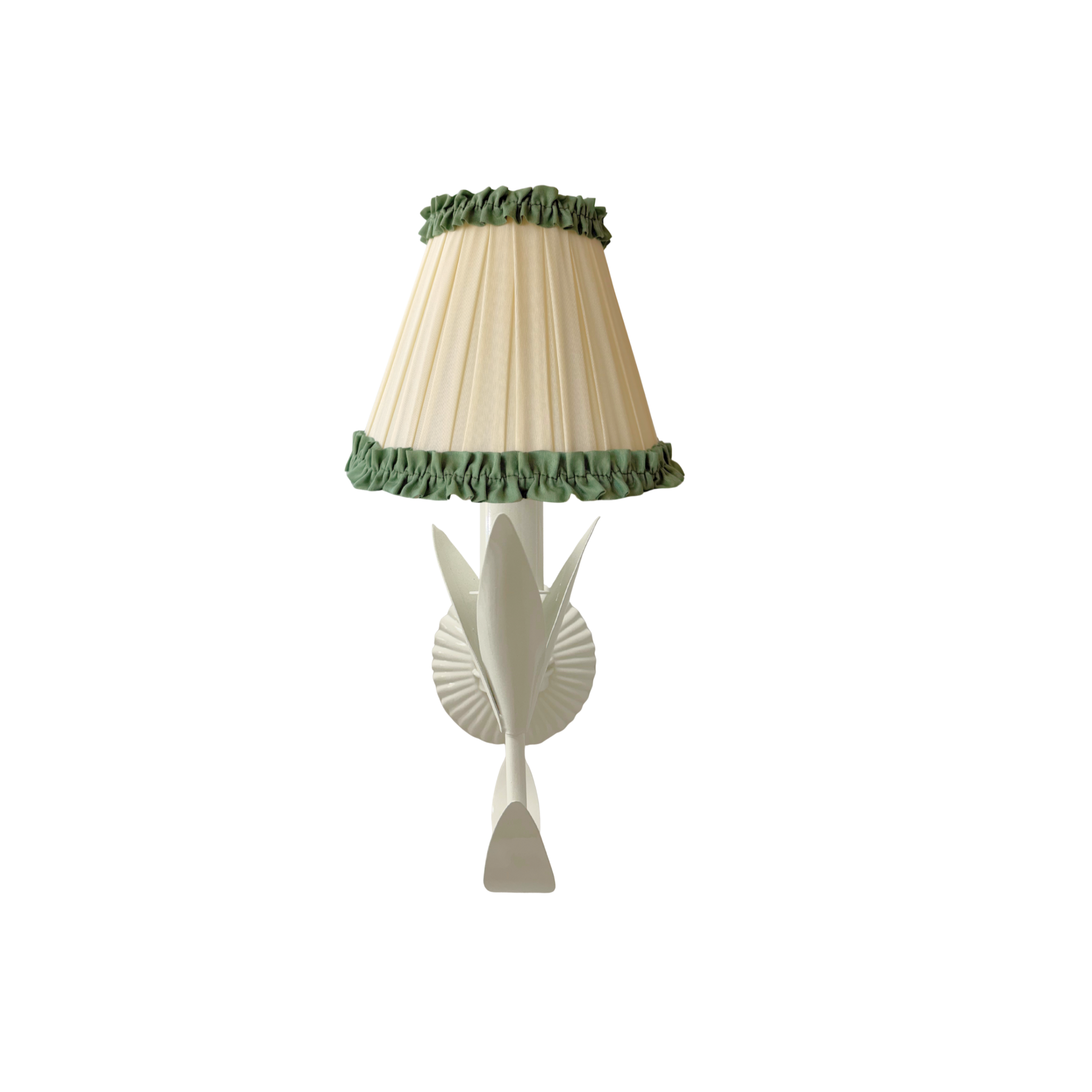 Audrey Cream and Hunter Green Shade and La Fleur Ivory Wall Sconce - LUXE AND BEAU