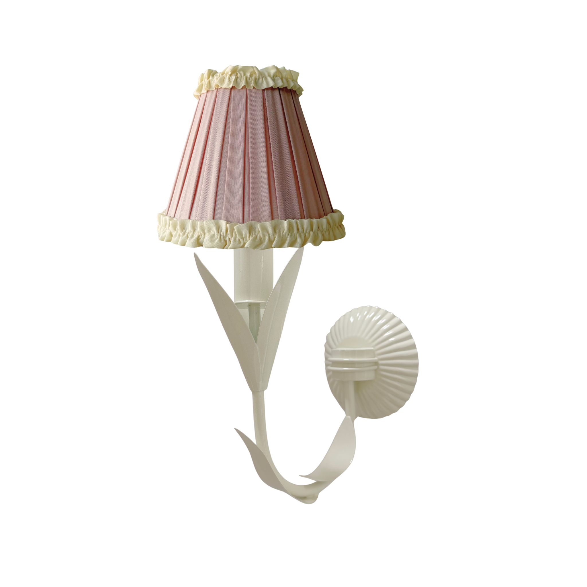 Audrey Dusty Rose and Cream Ruffle Shade and La Fleur Ivory Wall Sconce - LUXE AND BEAU