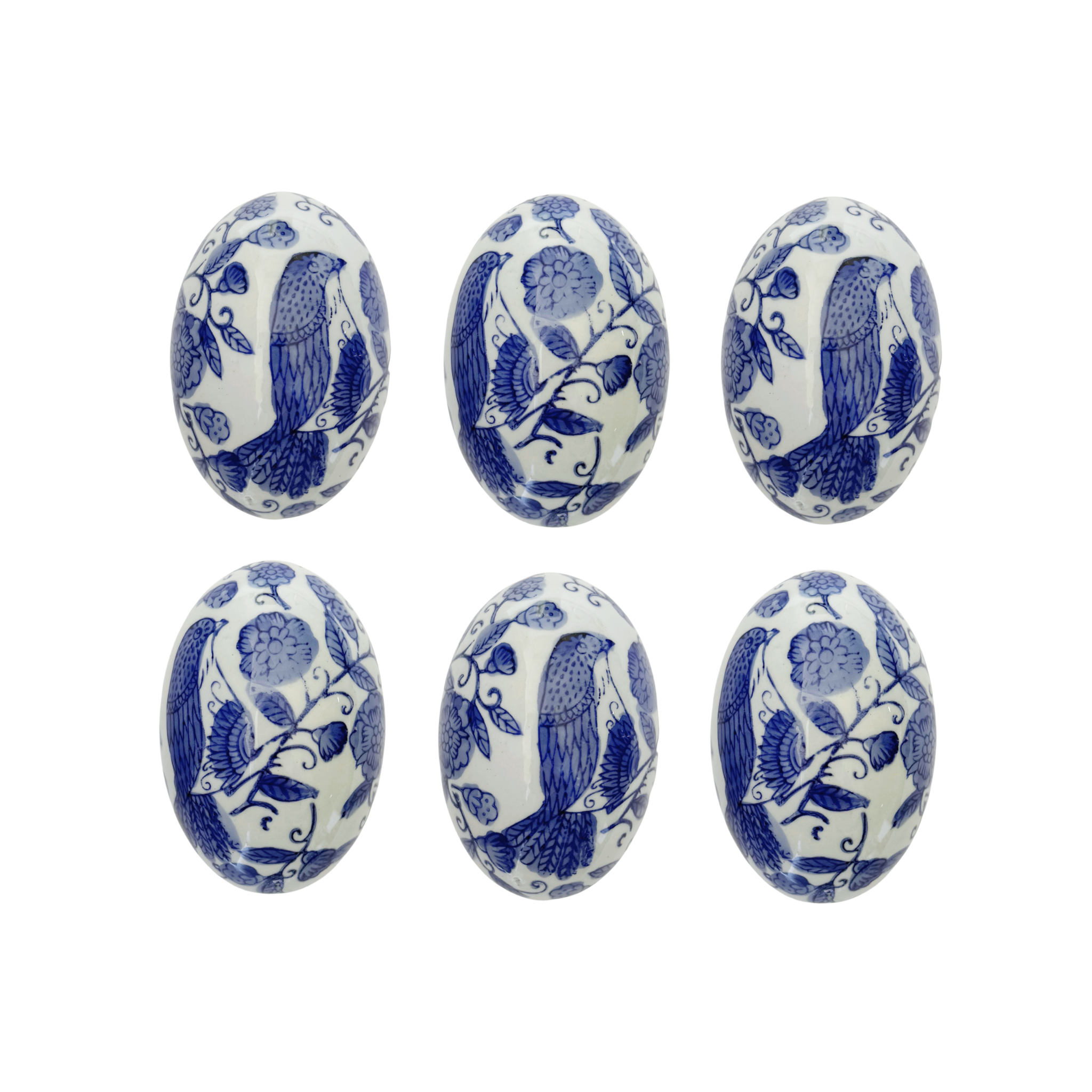 Blue Ceramic Easter Eggs (Set of 6) - LUXE AND BEAU